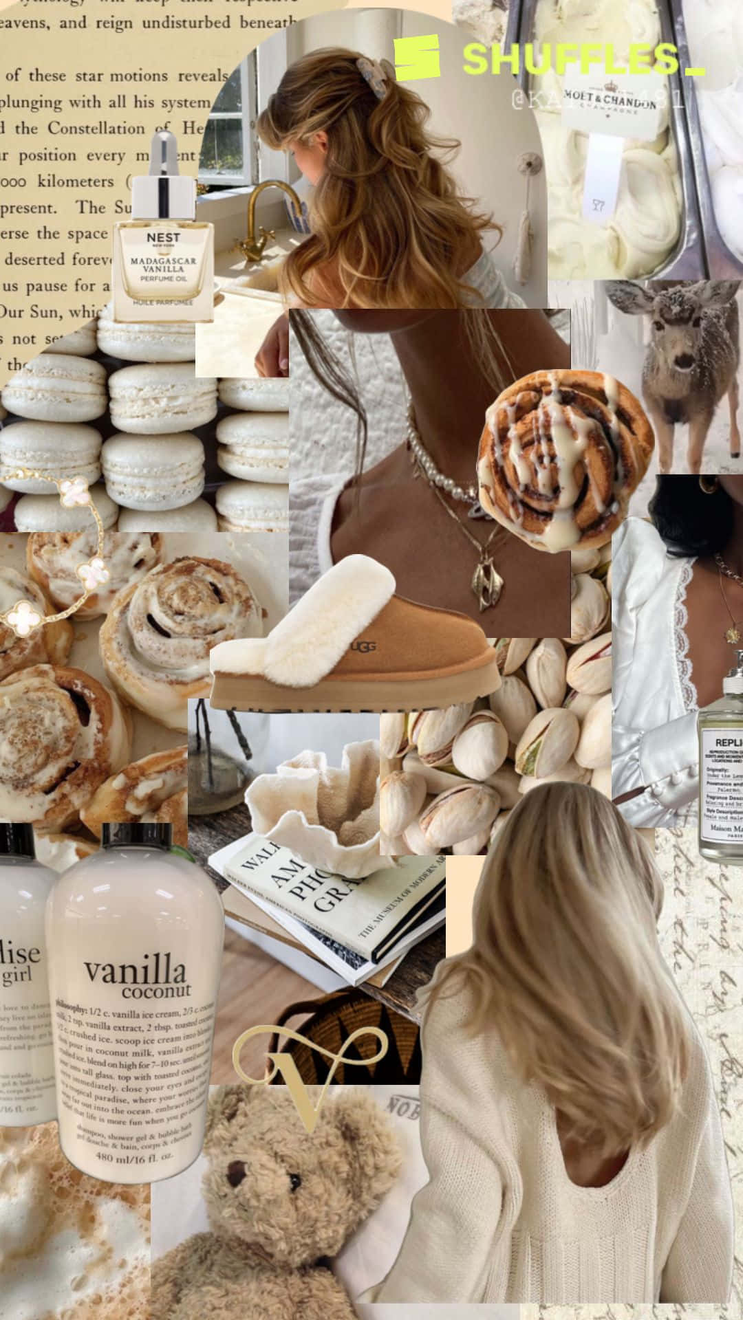 Vanilla Girl Aesthetic, cinnamon rolls, fluffy slippers, Full HD Phone Wallpaper