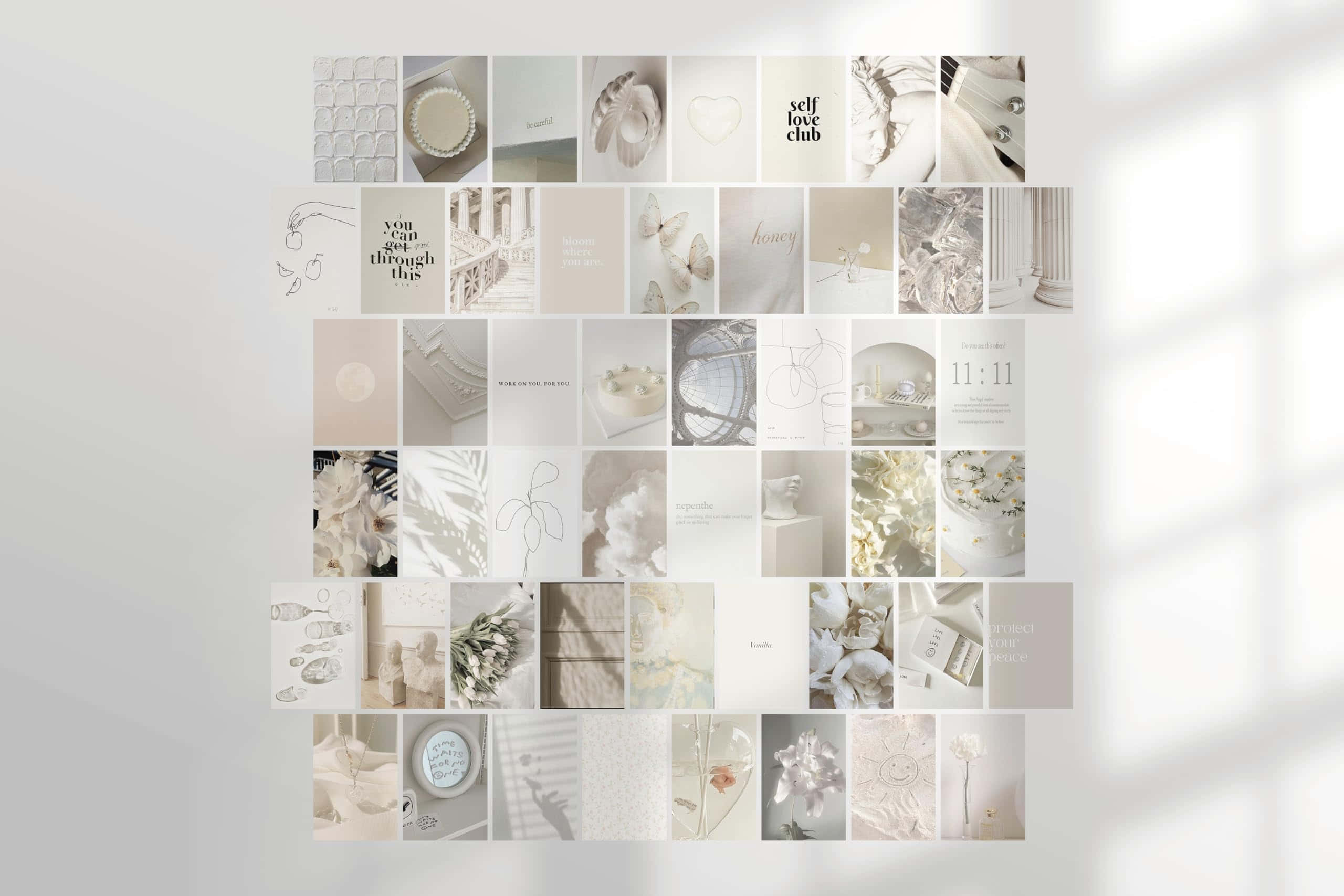 beige vanilla aesthetic, collage, minimalist lifestyle photos, 2K Desktop Wallpaper