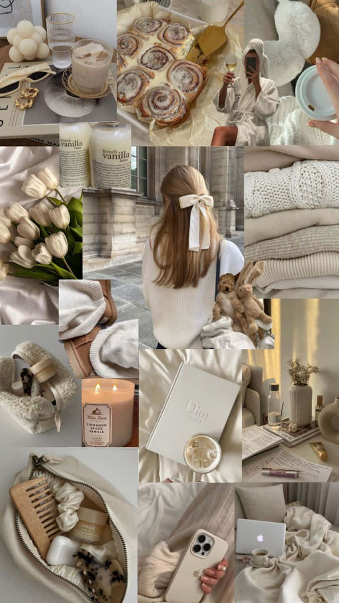 Vanilla Girl Aesthetic, beige-toned, cinnamon rolls, SD Phone Wallpaper