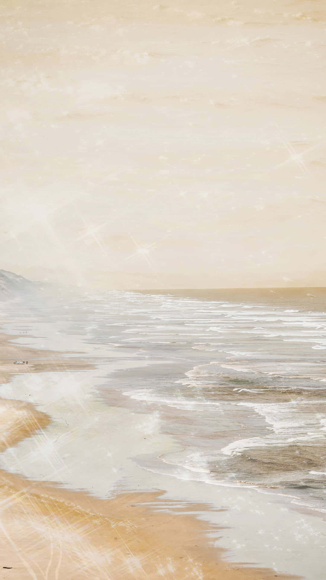 Beige Vanilla Beach Aesthetic, soft beige sand, gentle waves, Full HD Phone Wallpaper