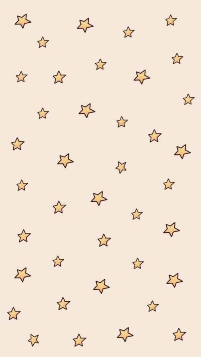 beige vanilla star pattern, beige background, hand-drawn golden stars, SD Phone Wallpaper