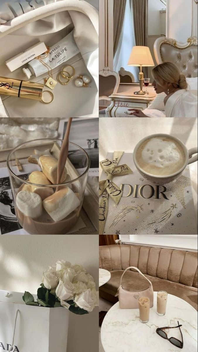 Beige Vanilla Aesthetic, luxury lifestyle, designer cosmetics, SD Phone Wallpaper