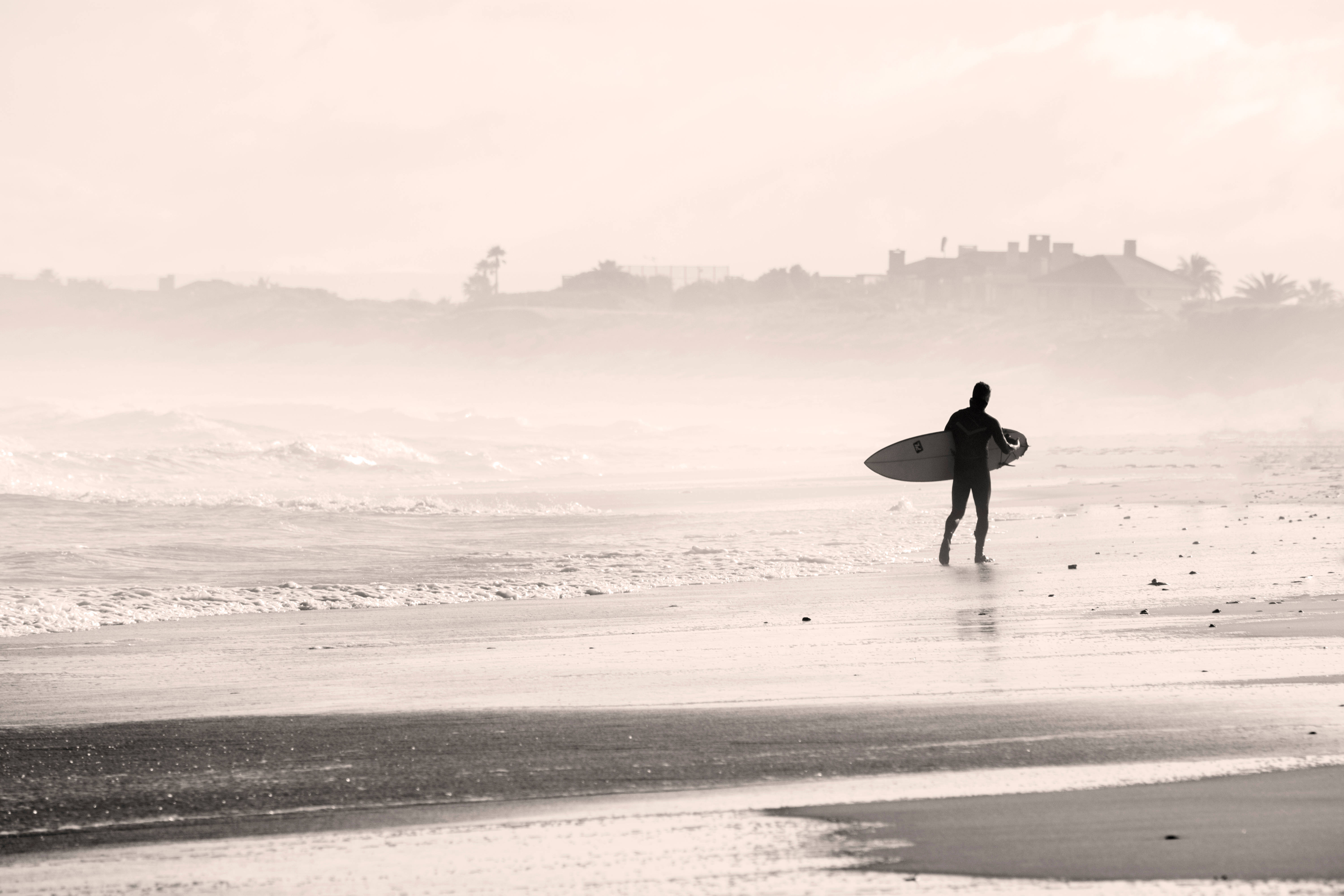 Beige Sky In The Sea, surfer, wetsuit, 5K Desktop Wallpaper