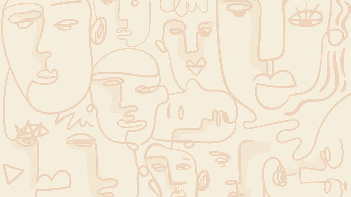abstract faces, soft beige tones, cream background, SD Desktop Wallpaper