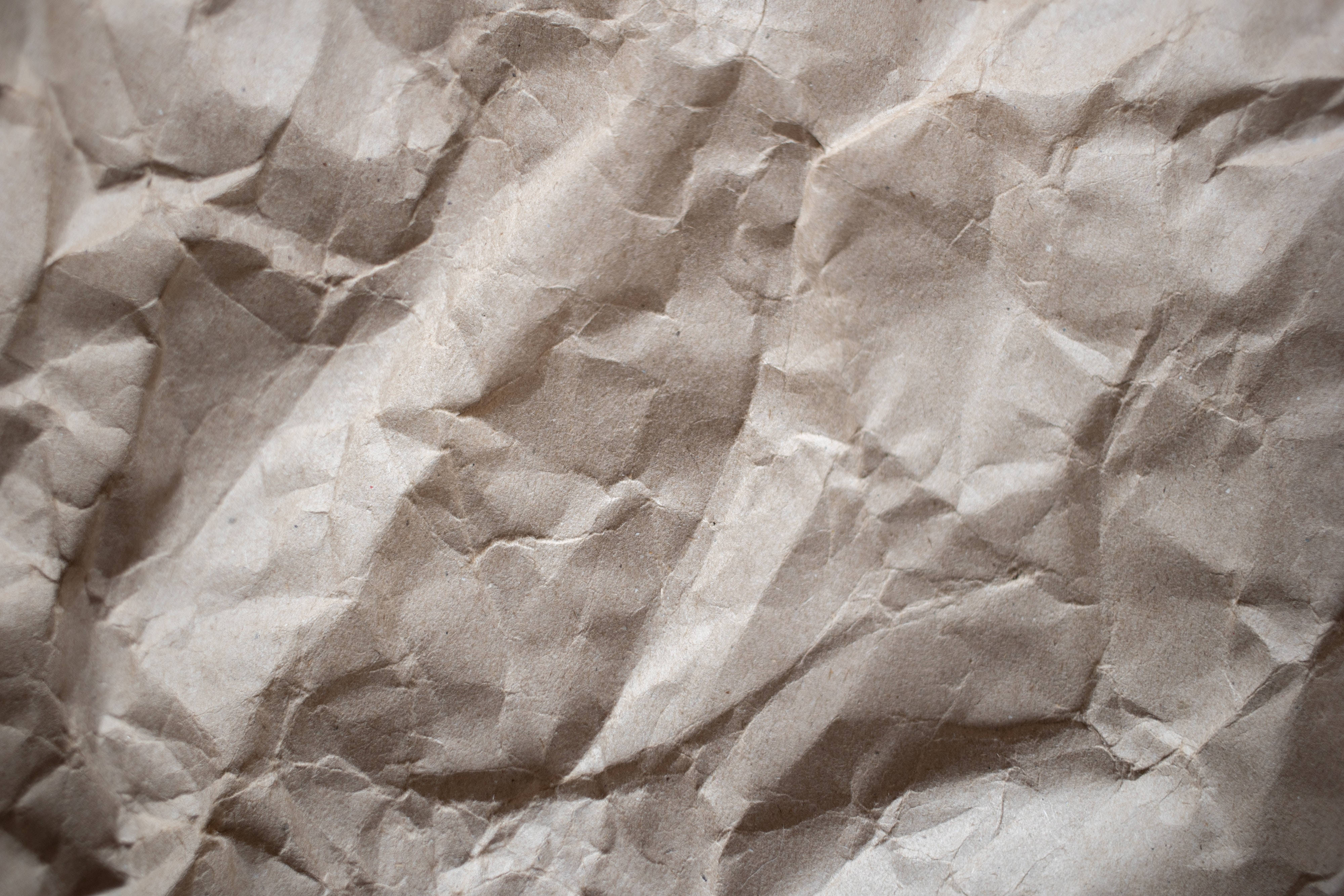 beige crumpled paper, textured crumpled brown paper, soft shadows, 4K Desktop Wallpaper