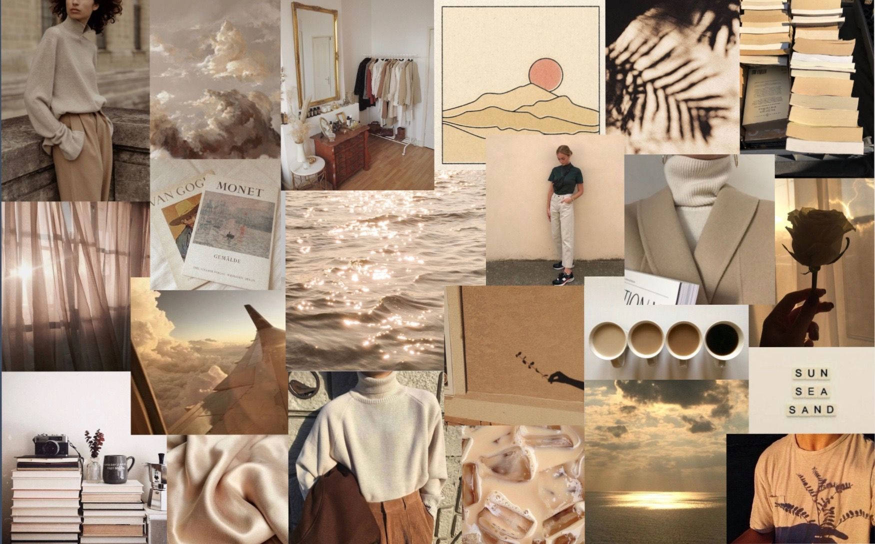 beige, gold, sunsets, HD Desktop Wallpaper