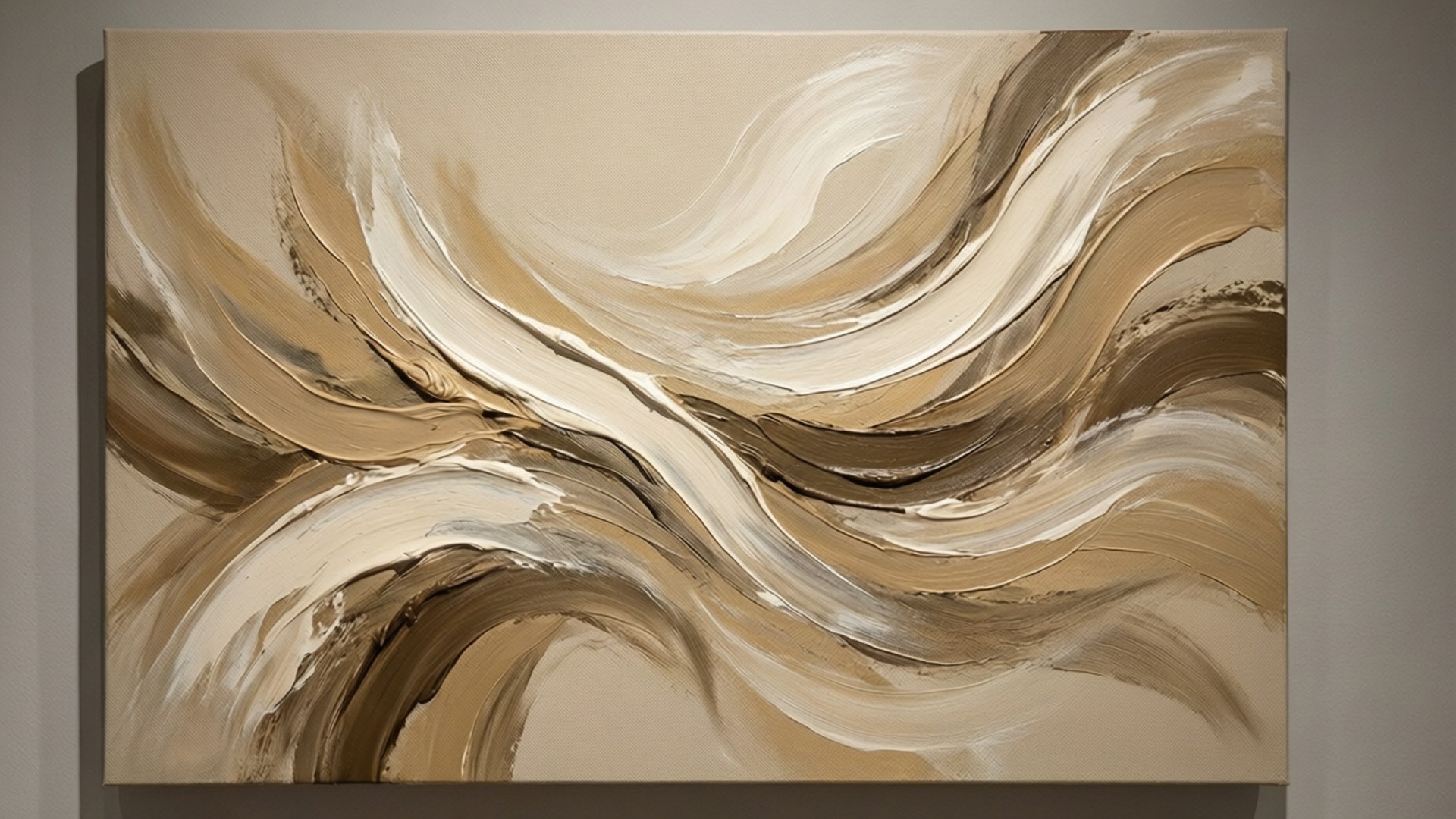 abstract beige art, beige gold, white brushstrokes, Full HD Desktop Wallpaper