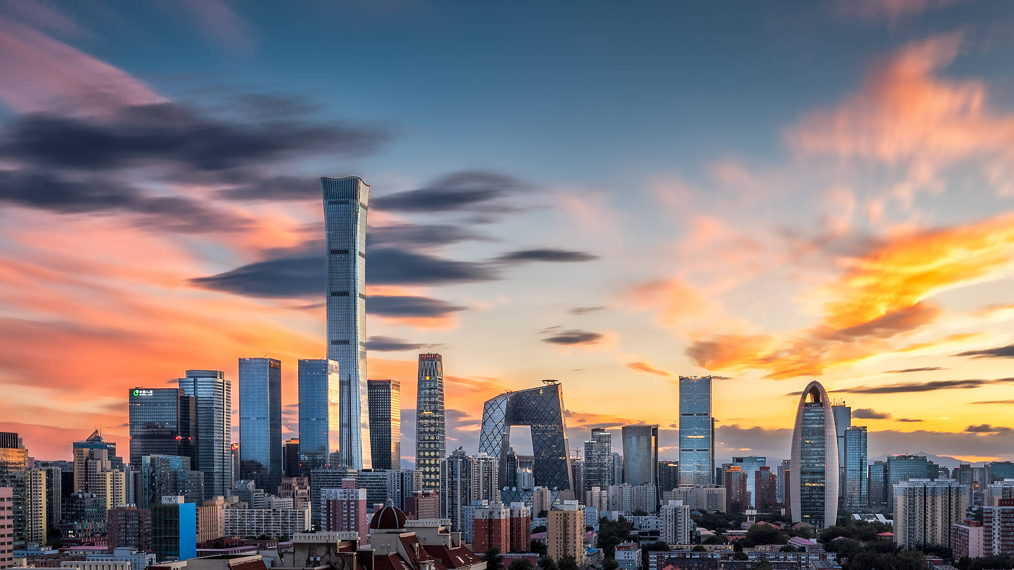 Beijing, sunset, orange, Full HD Desktop Wallpaper