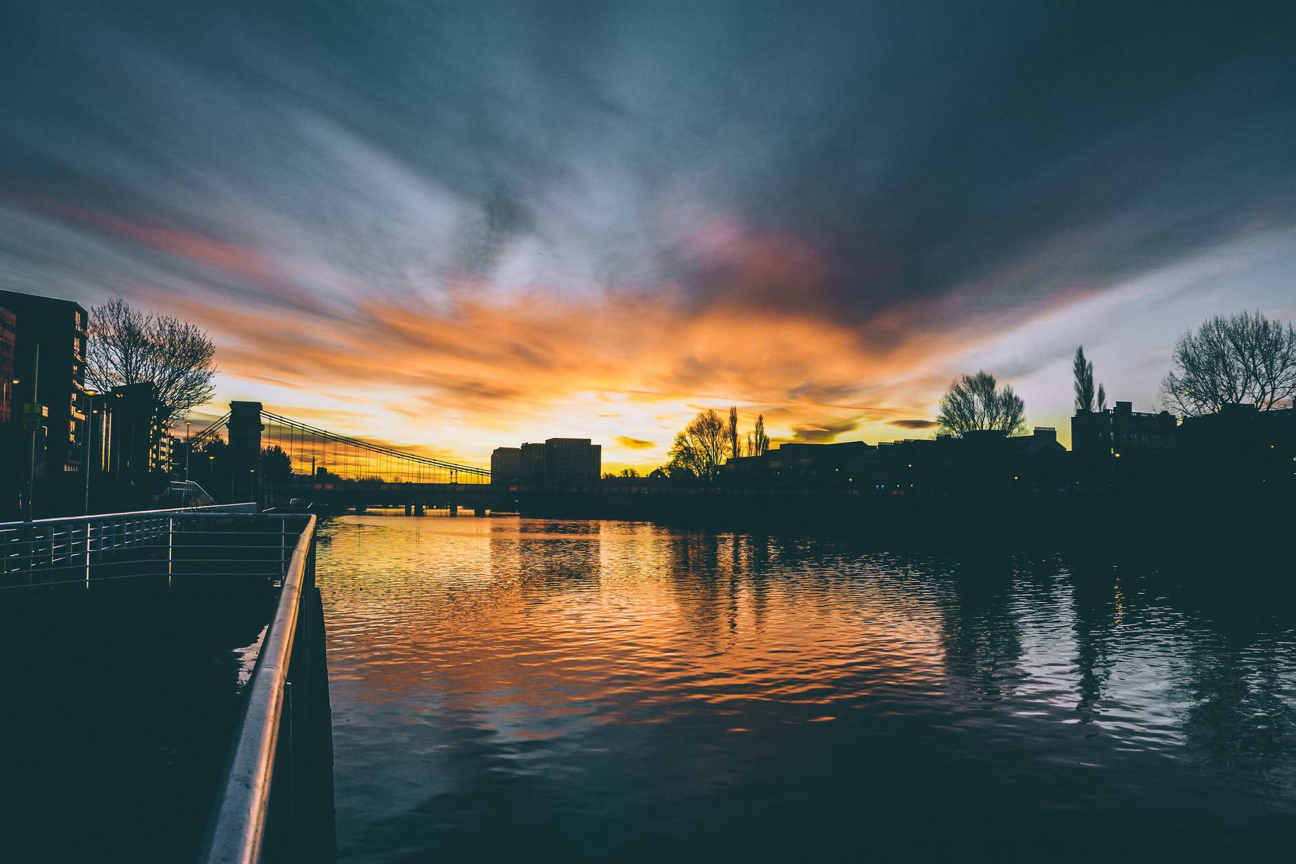 Beijing, sunset, city river, HD Desktop Wallpaper