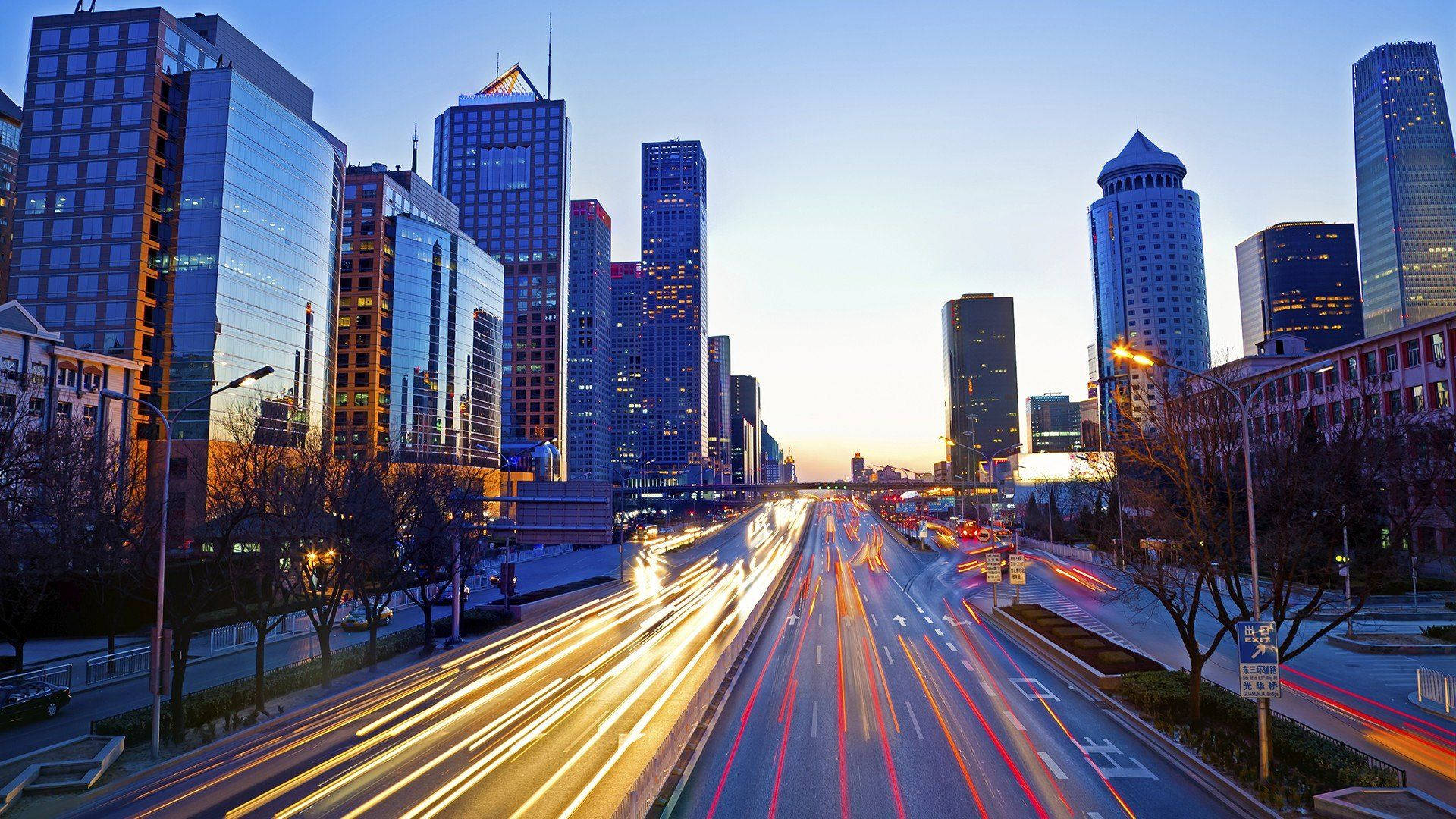 Beijing, skyline, dusk, Full HD Desktop Wallpaper