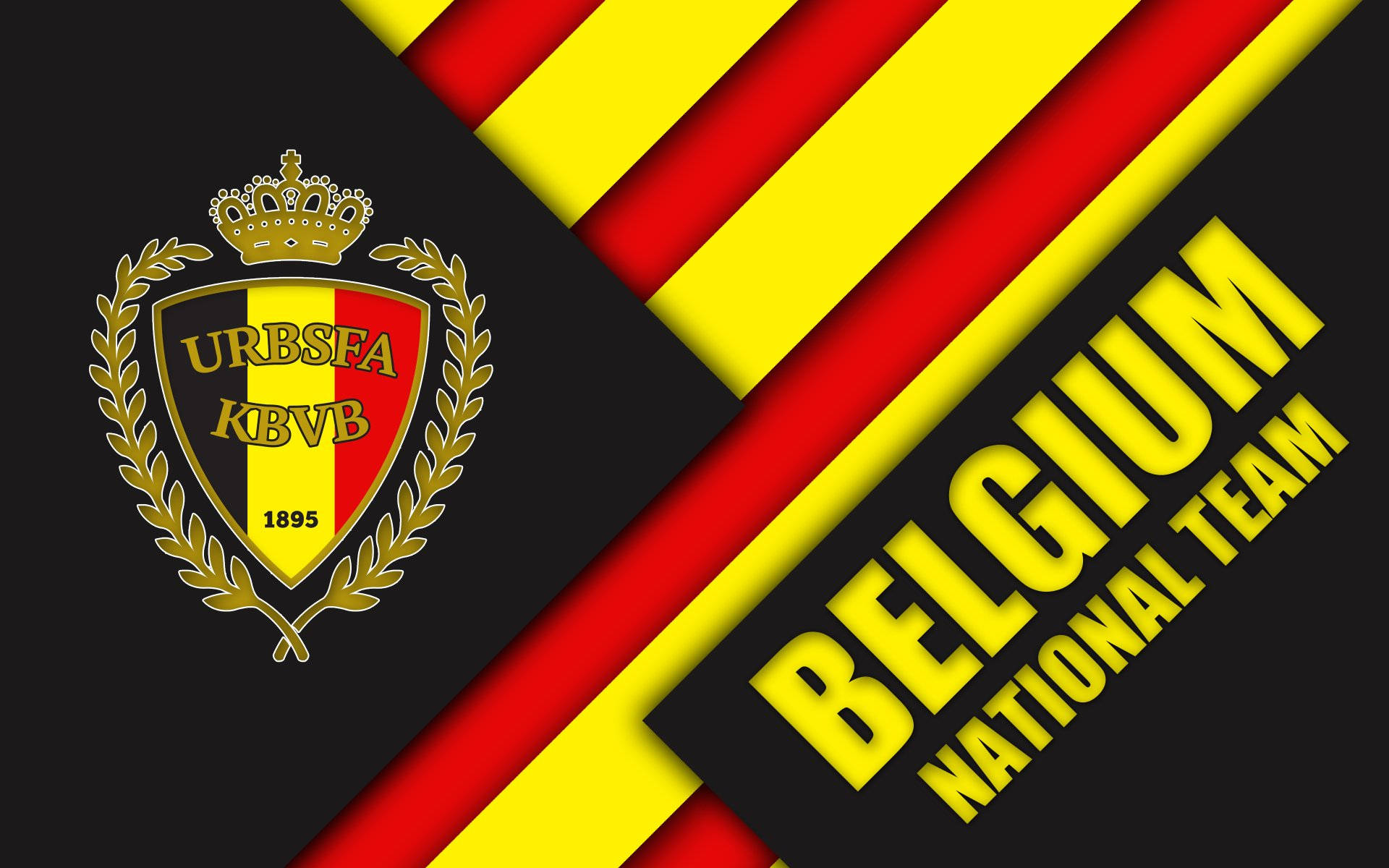 Belgium National Football Team, red yellow stripes, bold text, Full HD Desktop Wallpaper