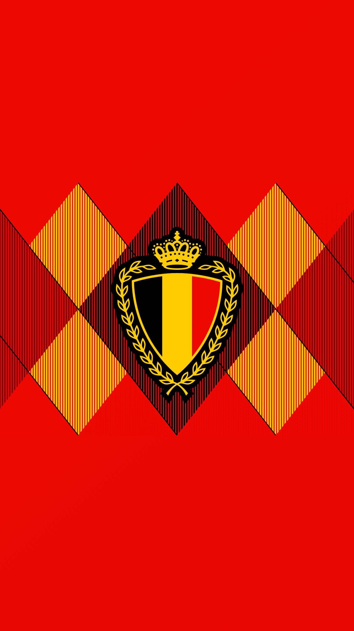 Belgium National Football Team, association crest, red background, 2K Phone Wallpaper
