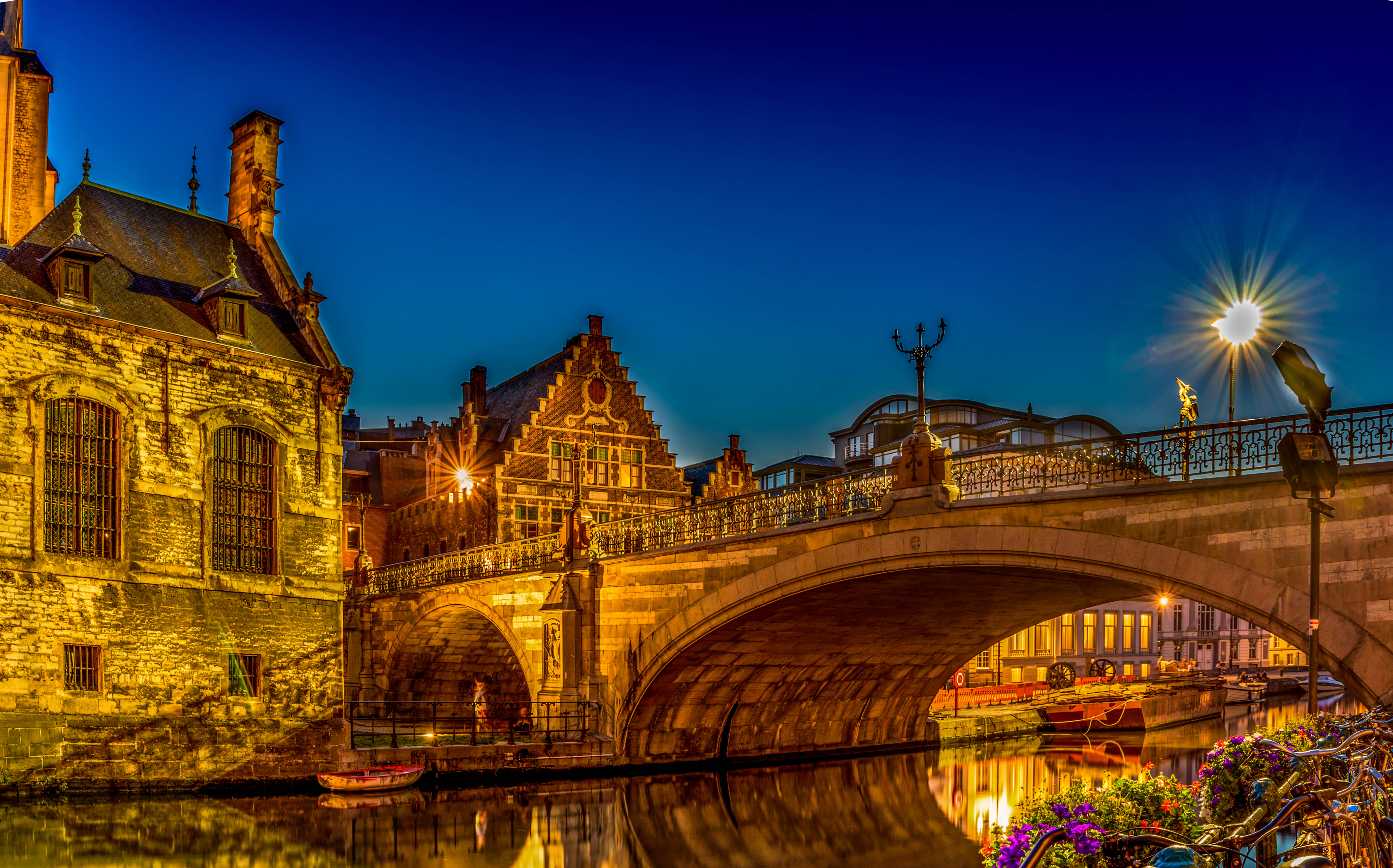 Belgium, stone bridge, canal, 5K Desktop Wallpaper