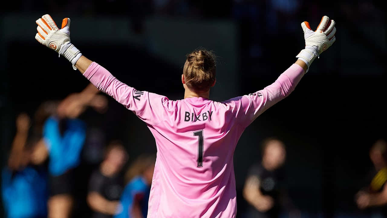 Bella Bixby, pink jersey, number 1, HD Desktop Wallpaper