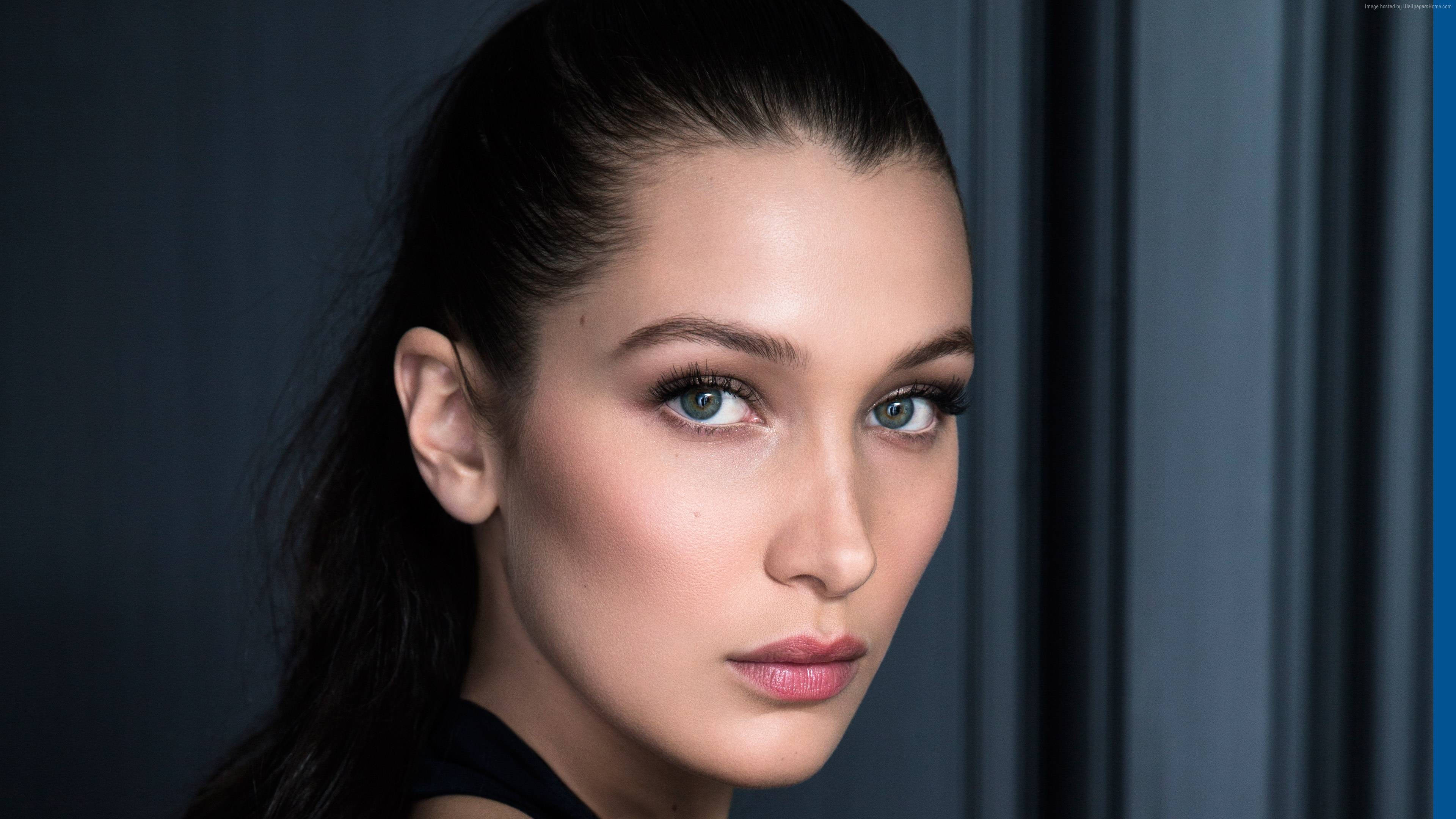 Bella Hadid, blue eyes, dark hair, 4K Desktop Wallpaper