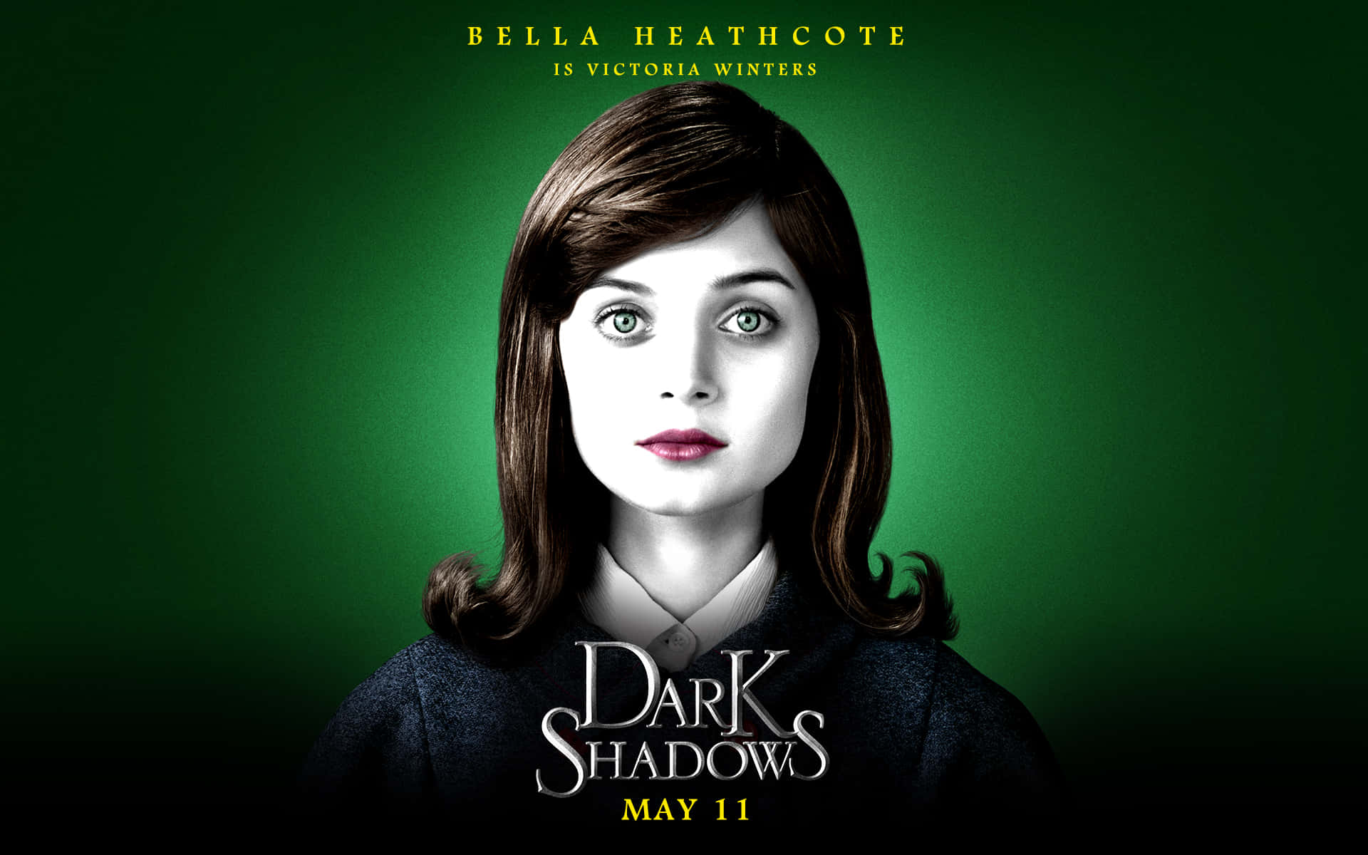 Bella Heathcote, Dark Shadows, movie title text, Full HD Desktop Wallpaper