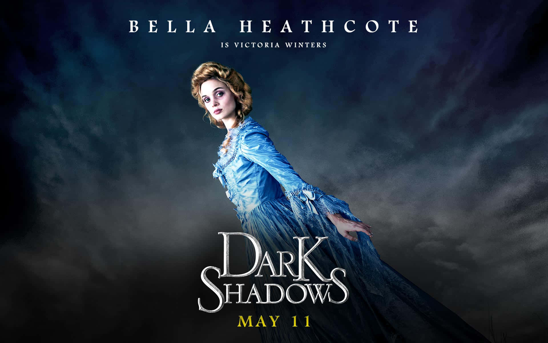 Bella Heathcote, Dark Shadows, flowing blue gown, Full HD Desktop Wallpaper