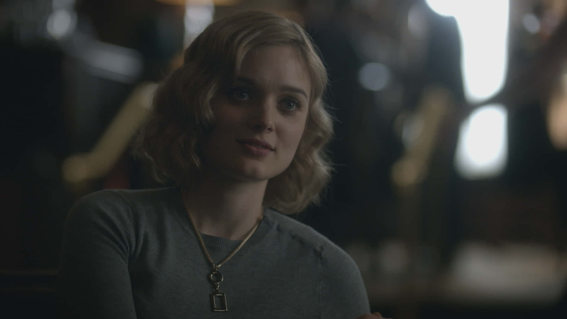Bella Heathcote, blonde wavy hair, gray sweater, Full HD Desktop Wallpaper