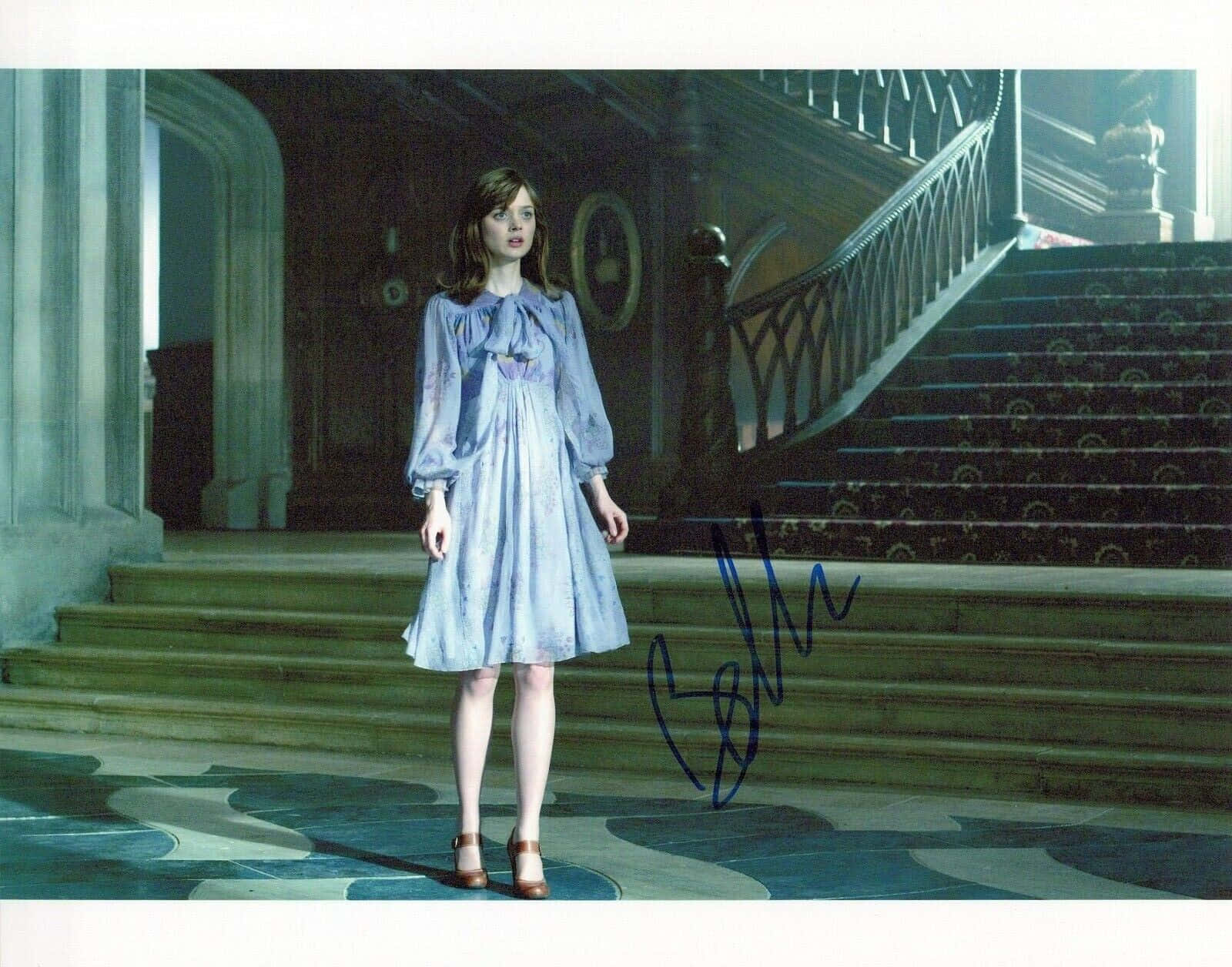 Bella Heathcote, light blue dress, grand mansion hallway, HD Desktop Wallpaper