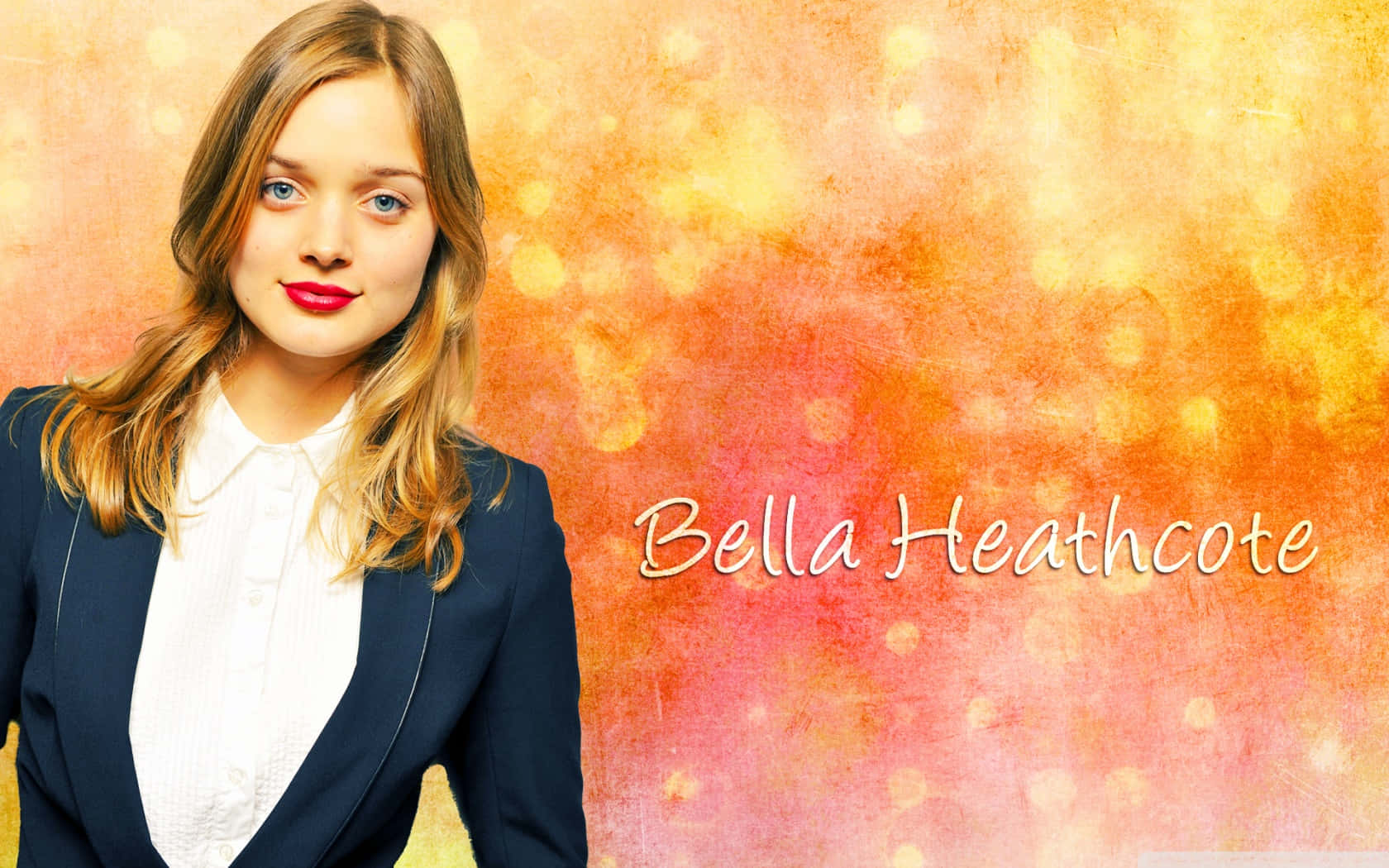 Bella Heathcote, blonde hair, red lipstick, HD Desktop Wallpaper