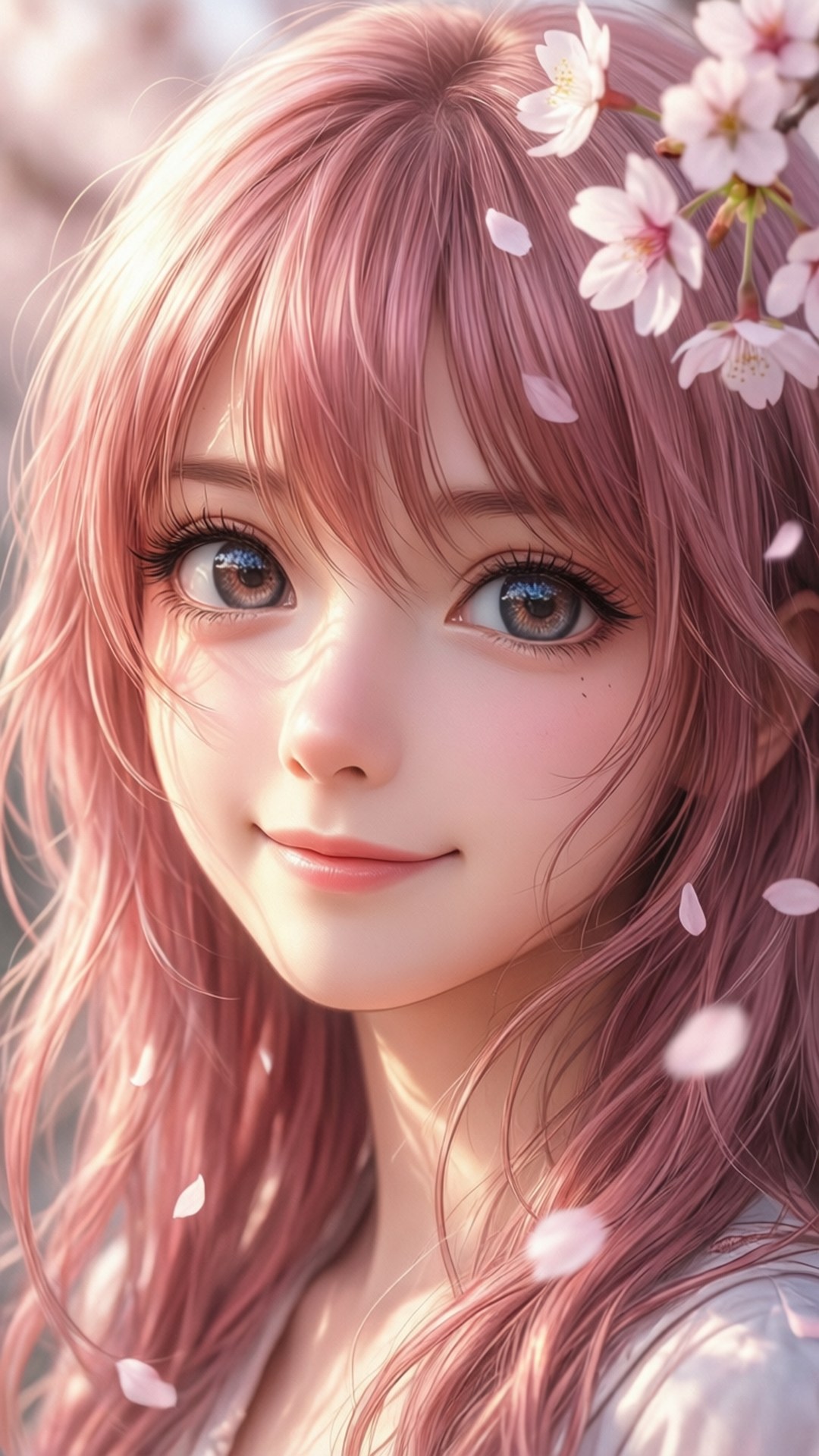 Belle, cherry blossom petals, sunlight, Full HD Phone Wallpaper