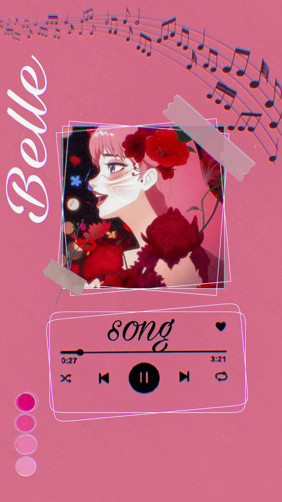 Belle, song, pink-tinted anime girl, HD Phone Wallpaper