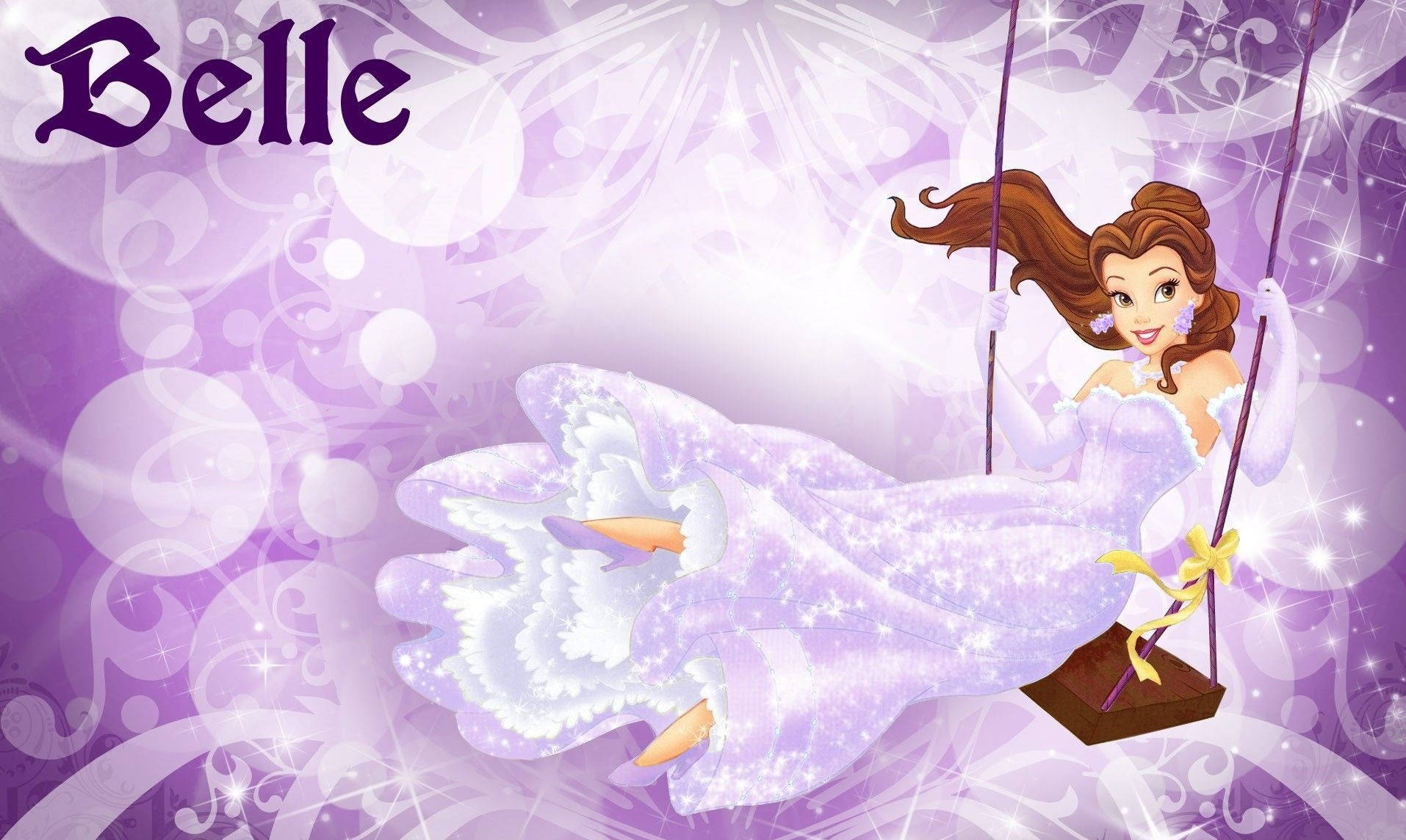 Belle, lavender gown, whimsical purple background, HD Desktop Wallpaper