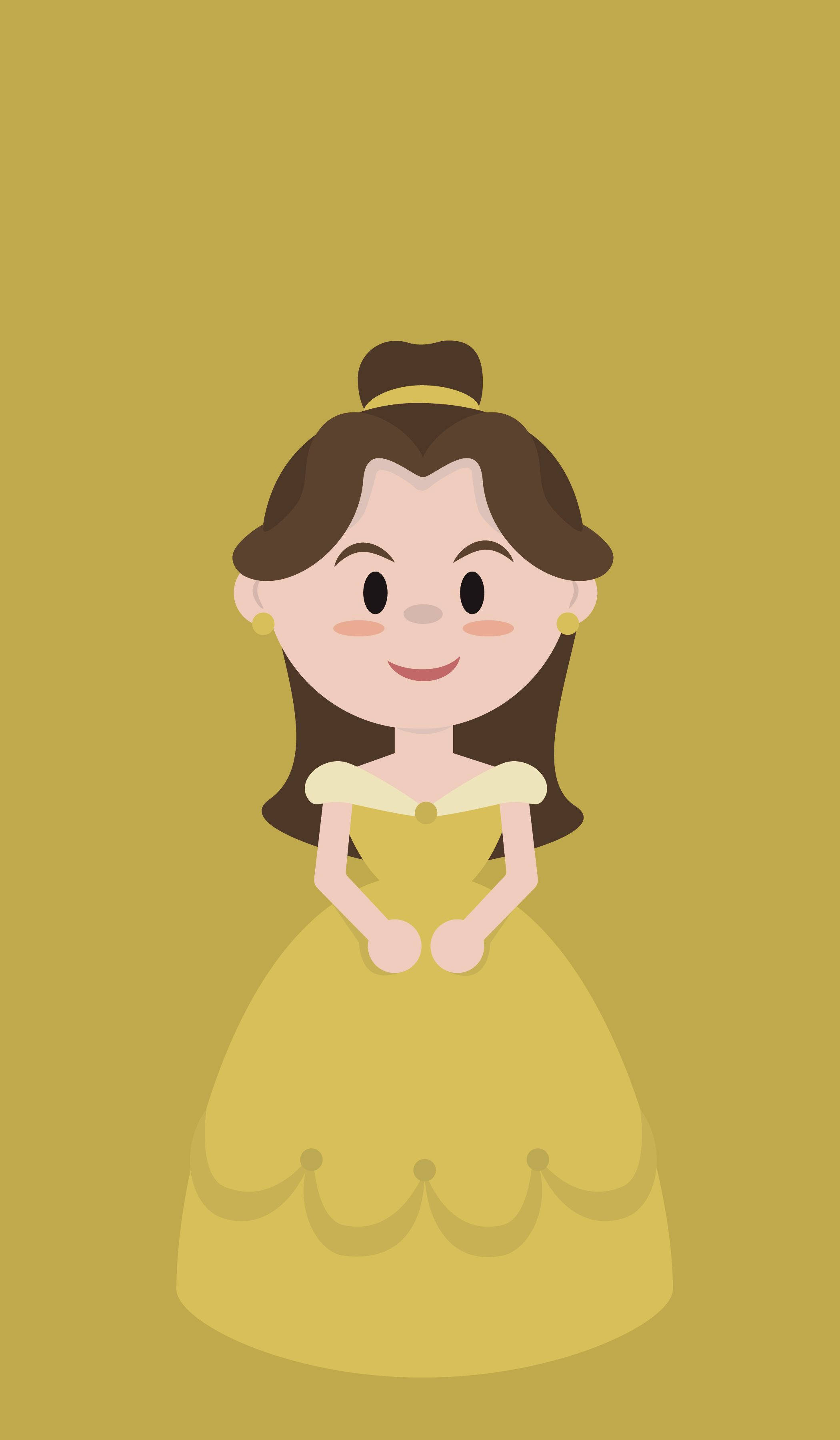 Belle, chibi, yellow ball gown, 2K Phone Wallpaper