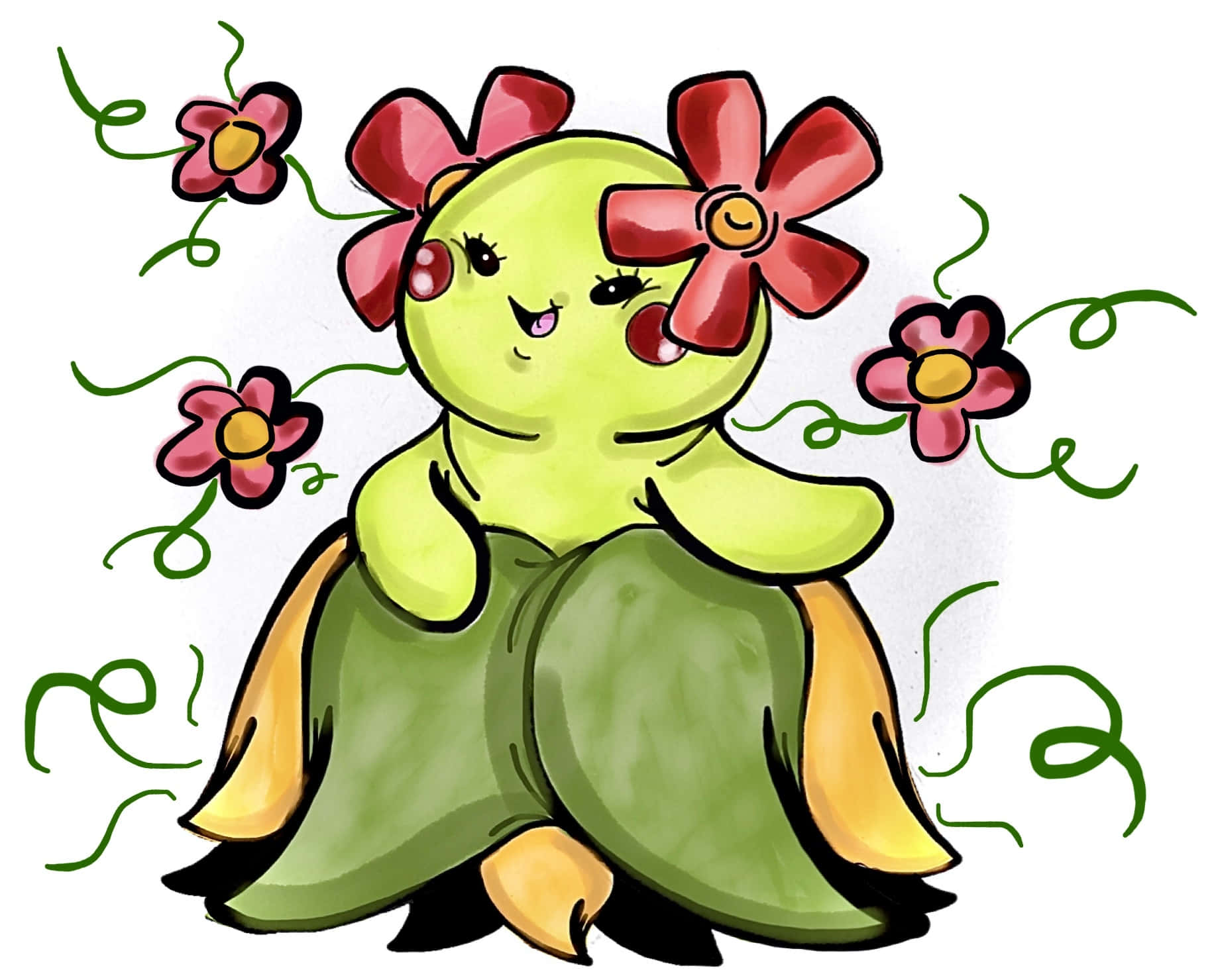 Bellossom, red flowers, pink blossoms, HD Desktop Wallpaper
