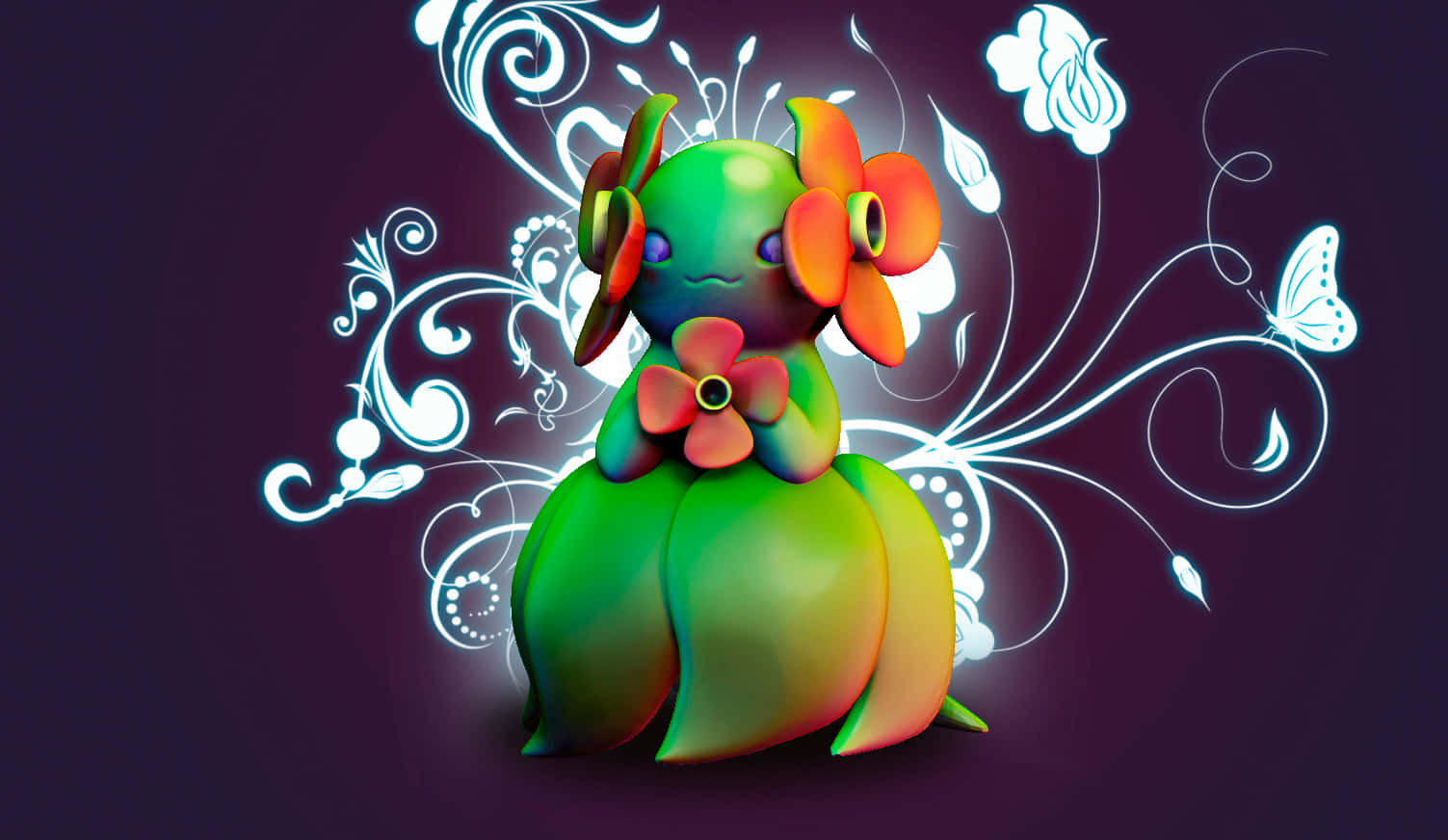 Bellossom, glowing green, flower ears, HD Desktop Wallpaper