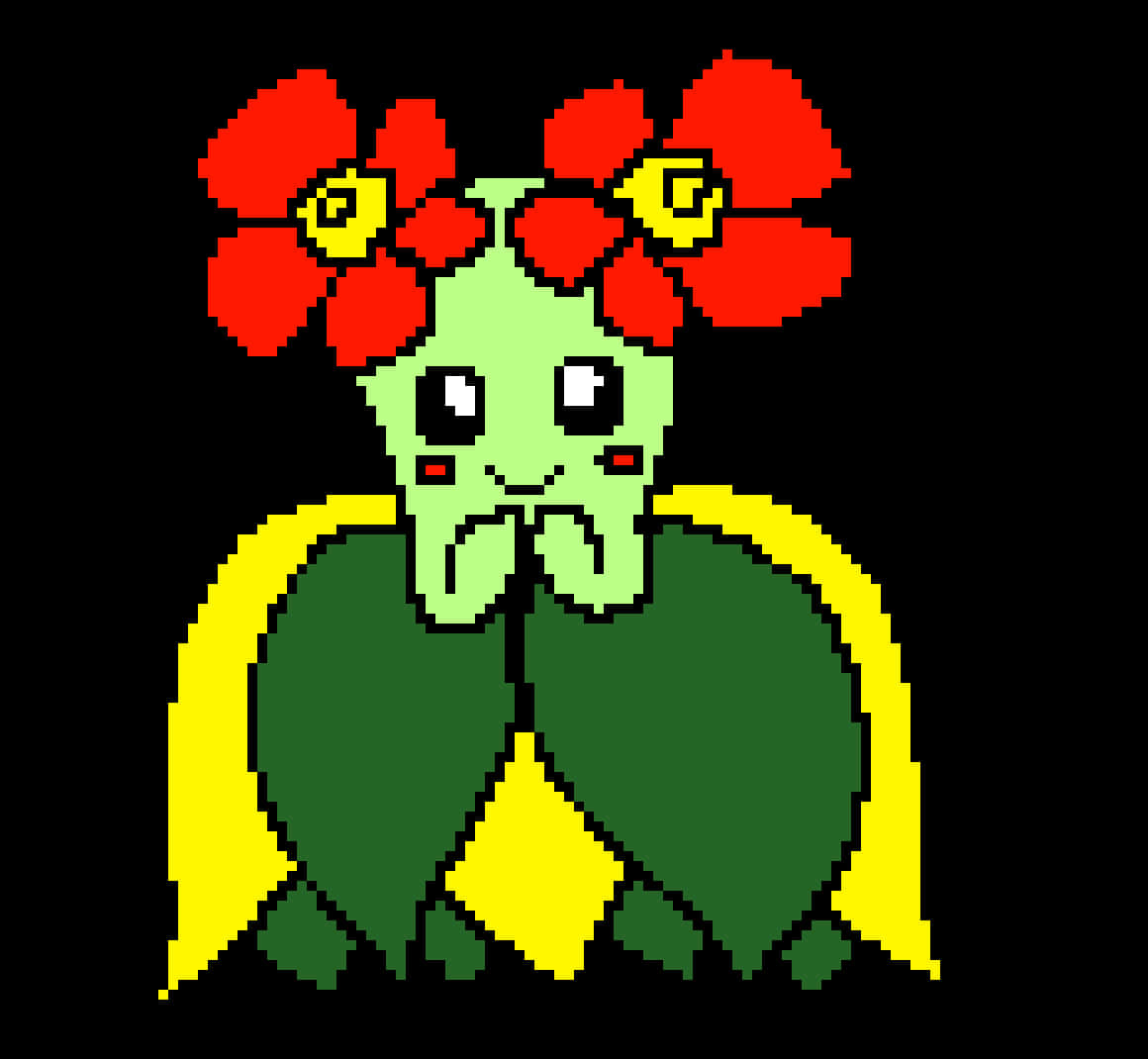 Bellossom, green skin, red flowers on head, SD Desktop Wallpaper