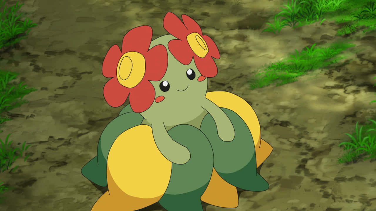 Bellossom, anime-style, red flowers on its head, HD Desktop Wallpaper