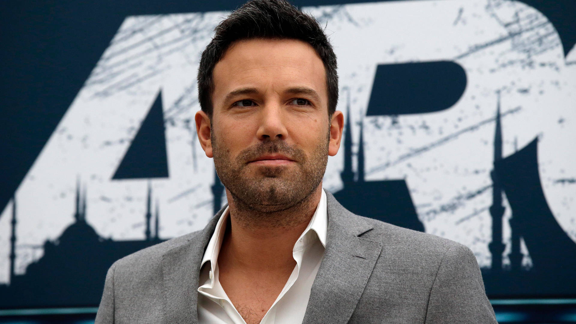 Ben Affleck, gray suit, white shirt, Full HD Desktop Wallpaper