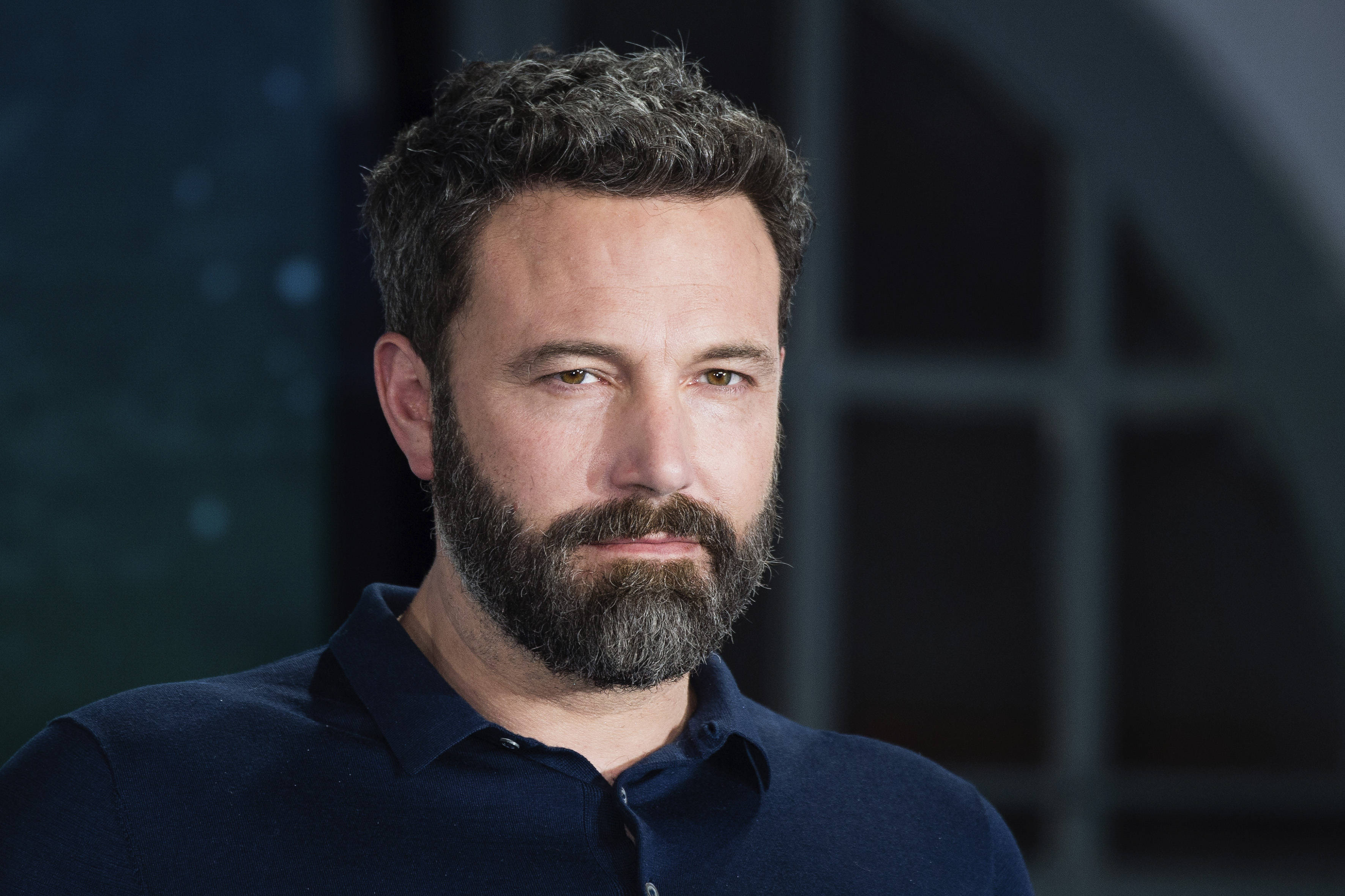 Ben Affleck, dark blue polo shirt, close-up portrait, 2K Desktop Wallpaper