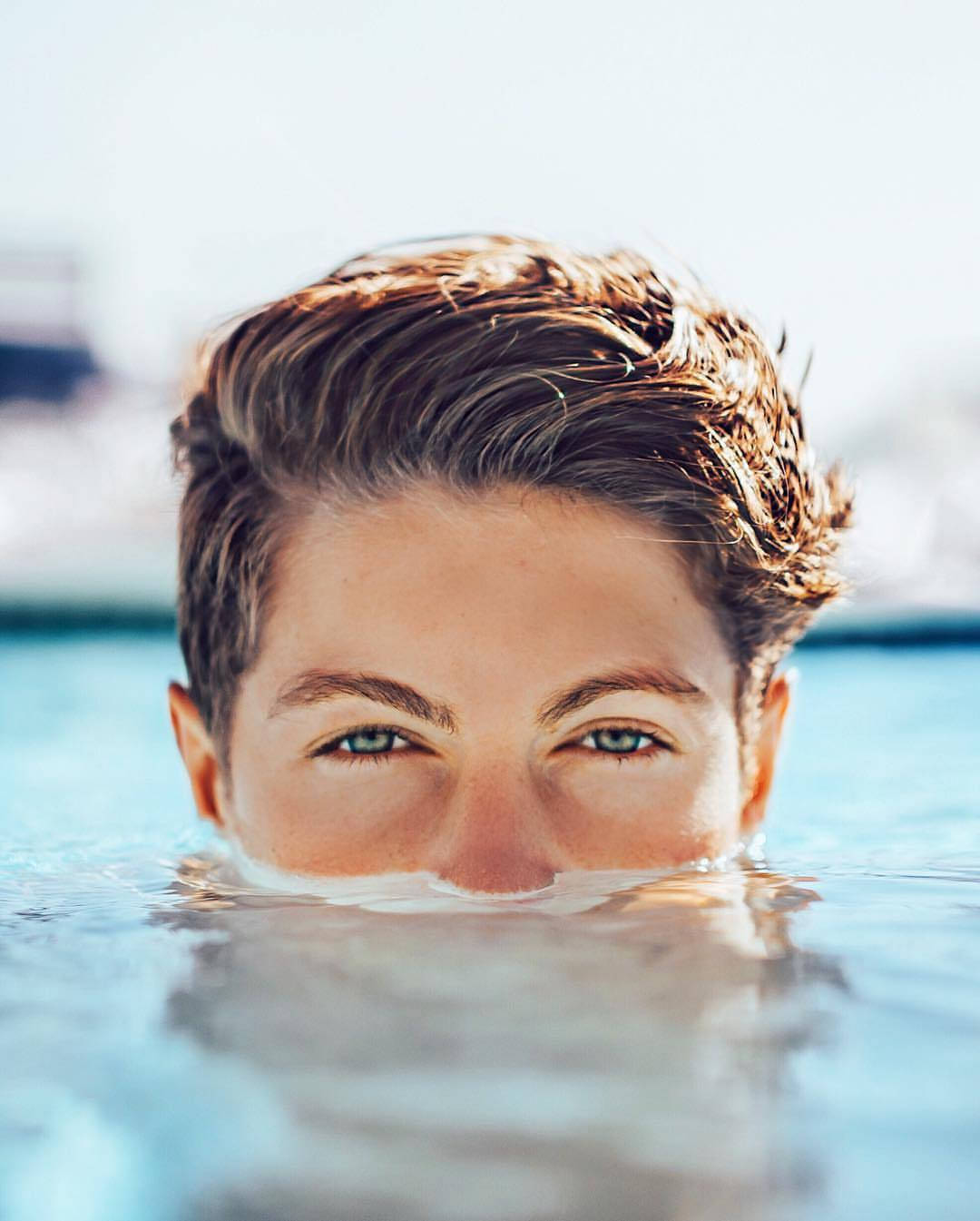 Ben Azelart, clear blue pool water, bright sunlight, HD Phone Wallpaper