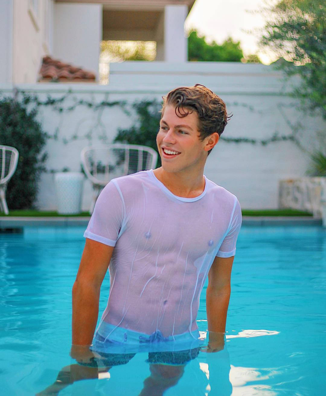 Ben Azelart, wet white shirt, sheer lavender shirt, HD Phone Wallpaper