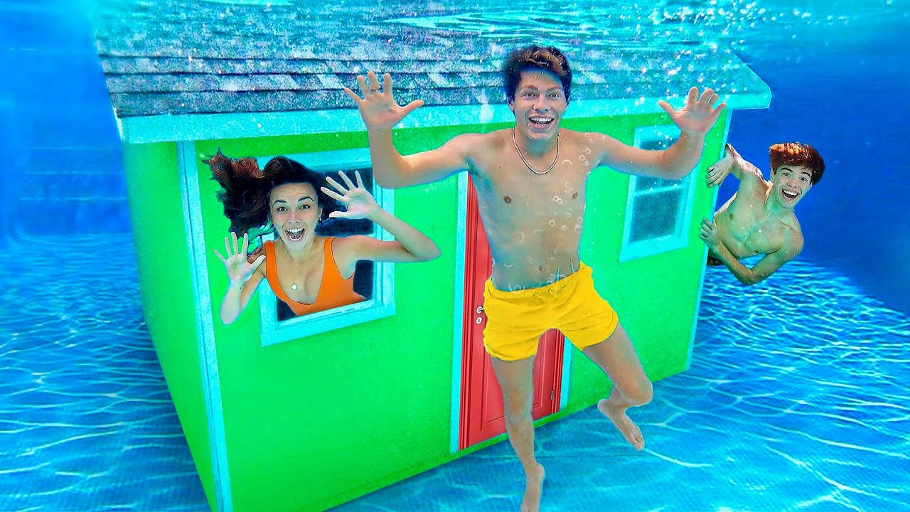 Ben Azelart, underwater playhouse, bright green, HD Desktop Wallpaper