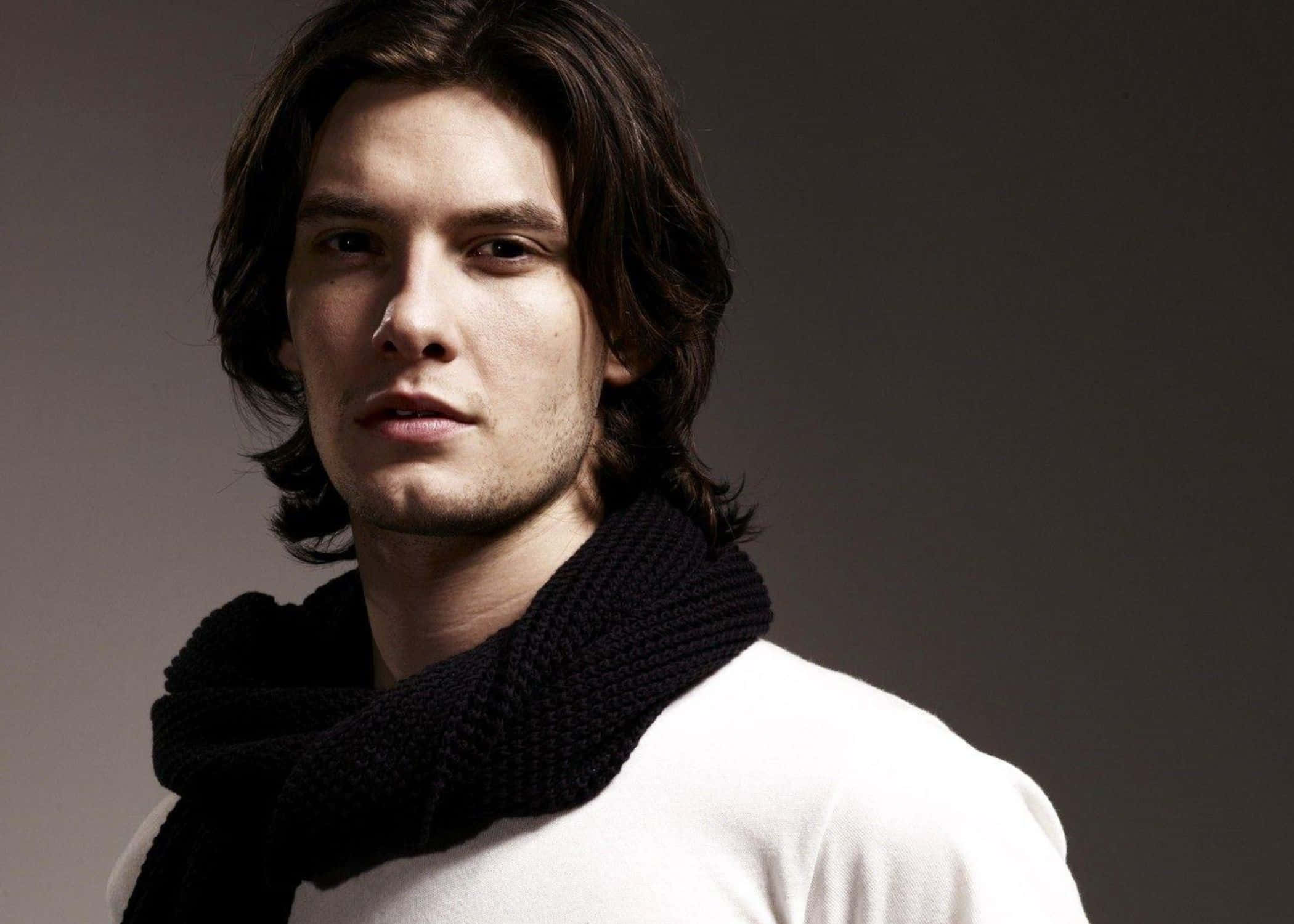 Ben Barnes, dark wavy hair, black knit scarf, Full HD Desktop Wallpaper