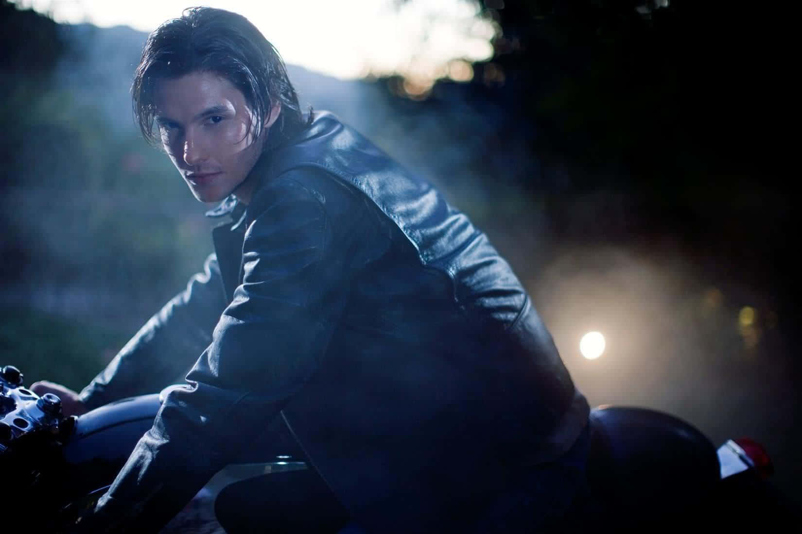 Ben Barnes, leather jacket, motorcycle, HD Desktop Wallpaper