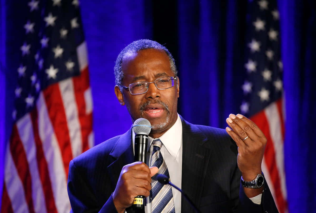 Ben Carson, American flags, suit, SD Desktop Wallpaper
