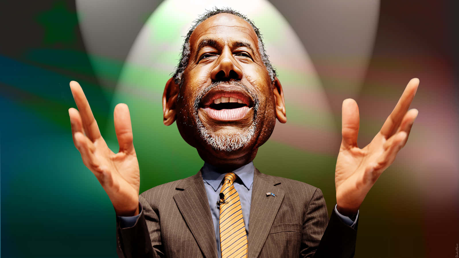 Ben Carson, cartoon style, suit and tie, HD Desktop Wallpaper