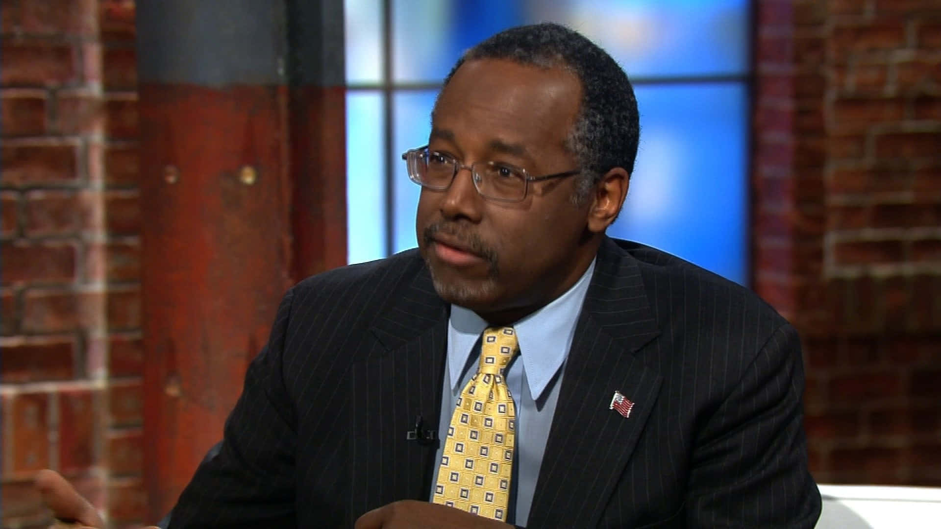 Ben Carson, pinstripe suit, yellow tie, Full HD Desktop Wallpaper