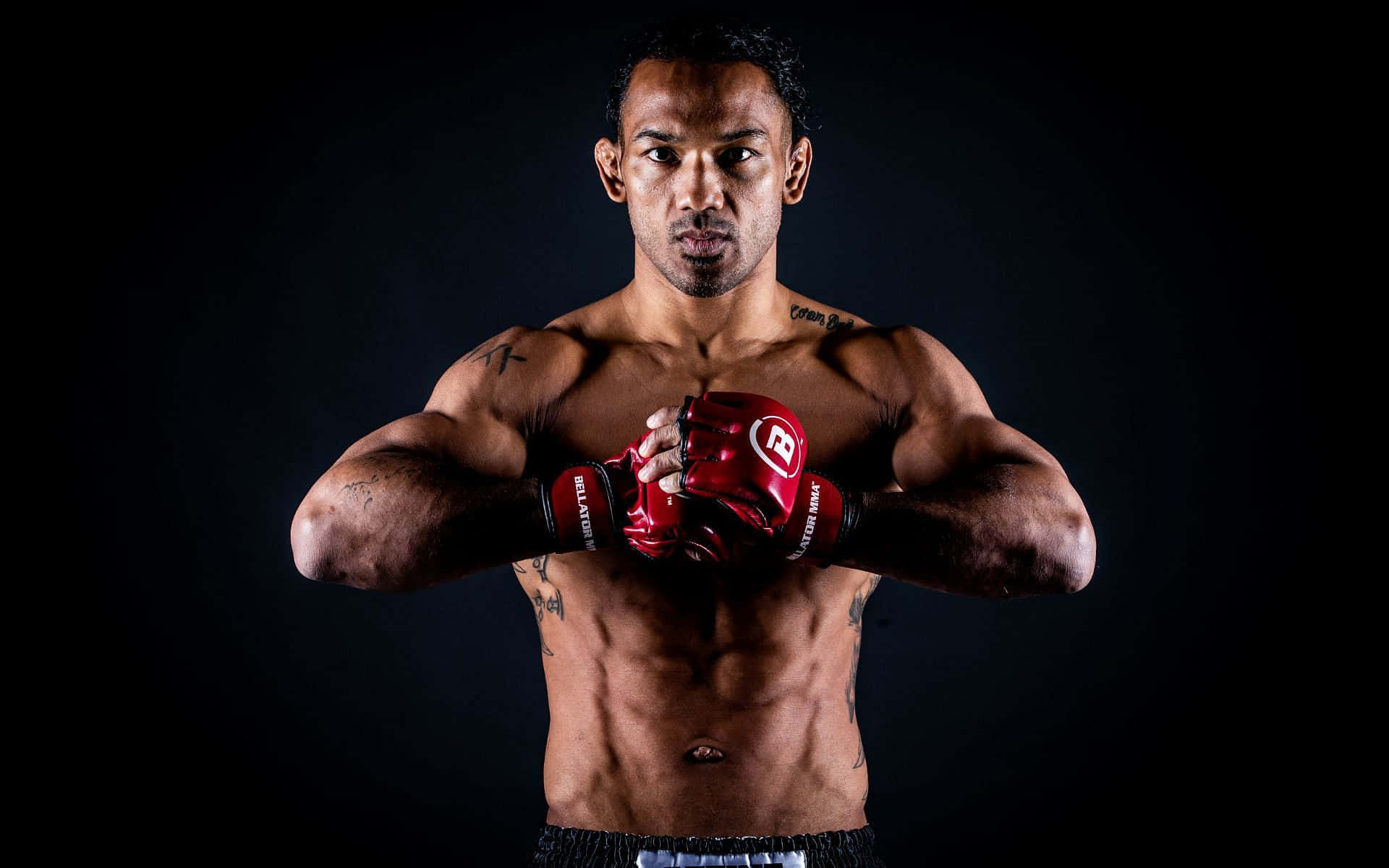 Ben Henderson, red gloves, black background, Full HD Desktop Wallpaper