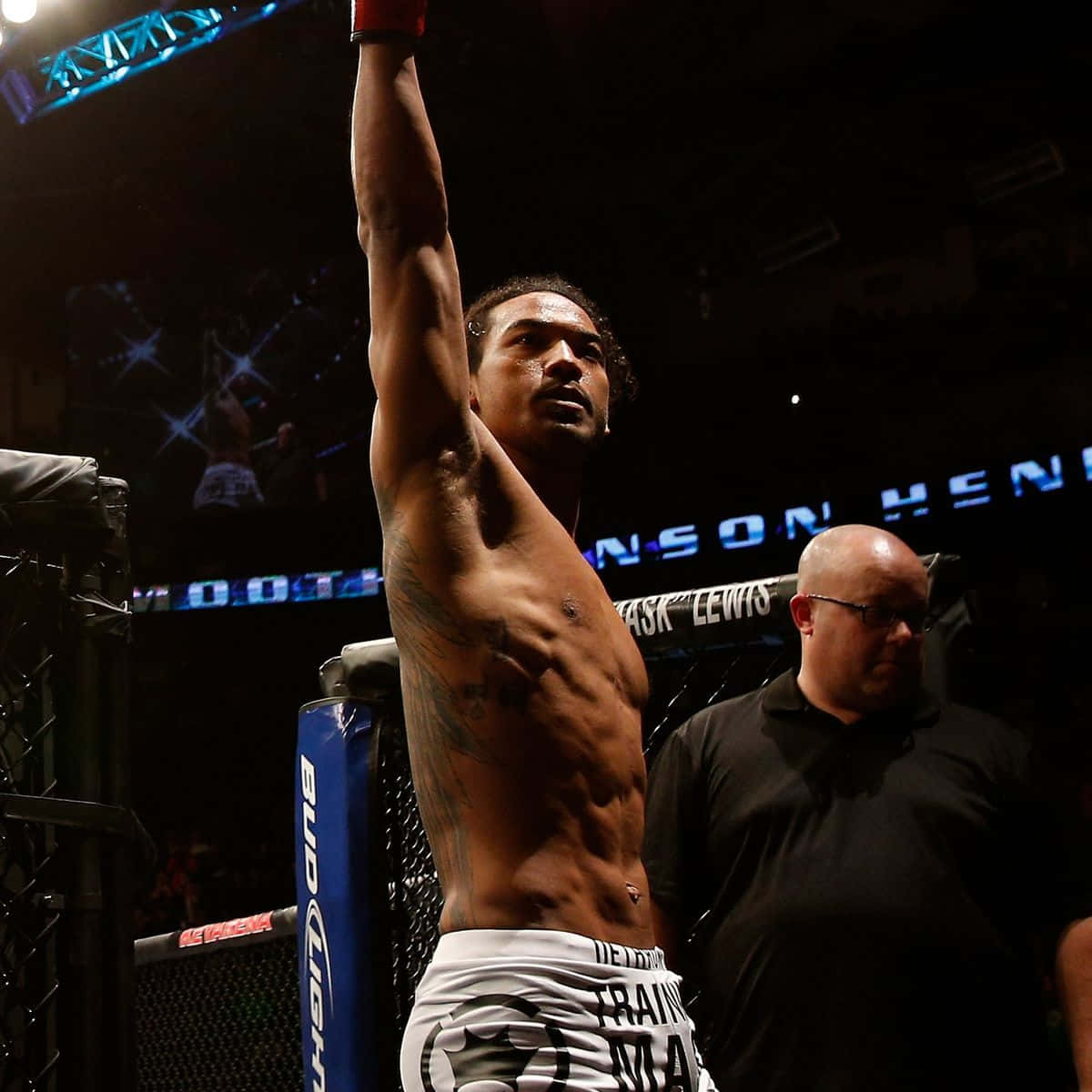 Ben Henderson, triumphant pose, gloved fist, SD Desktop Wallpaper