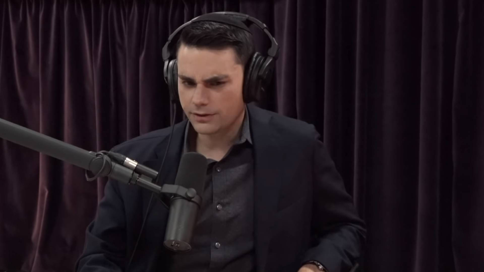Ben Shapiro, dark suit, headphones, Full HD Desktop Wallpaper