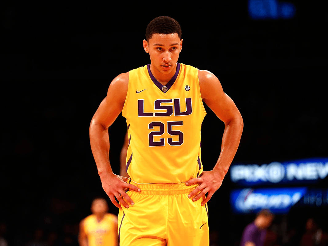 Ben Simmons, yellow LSU jersey, number 25, SD Desktop Wallpaper