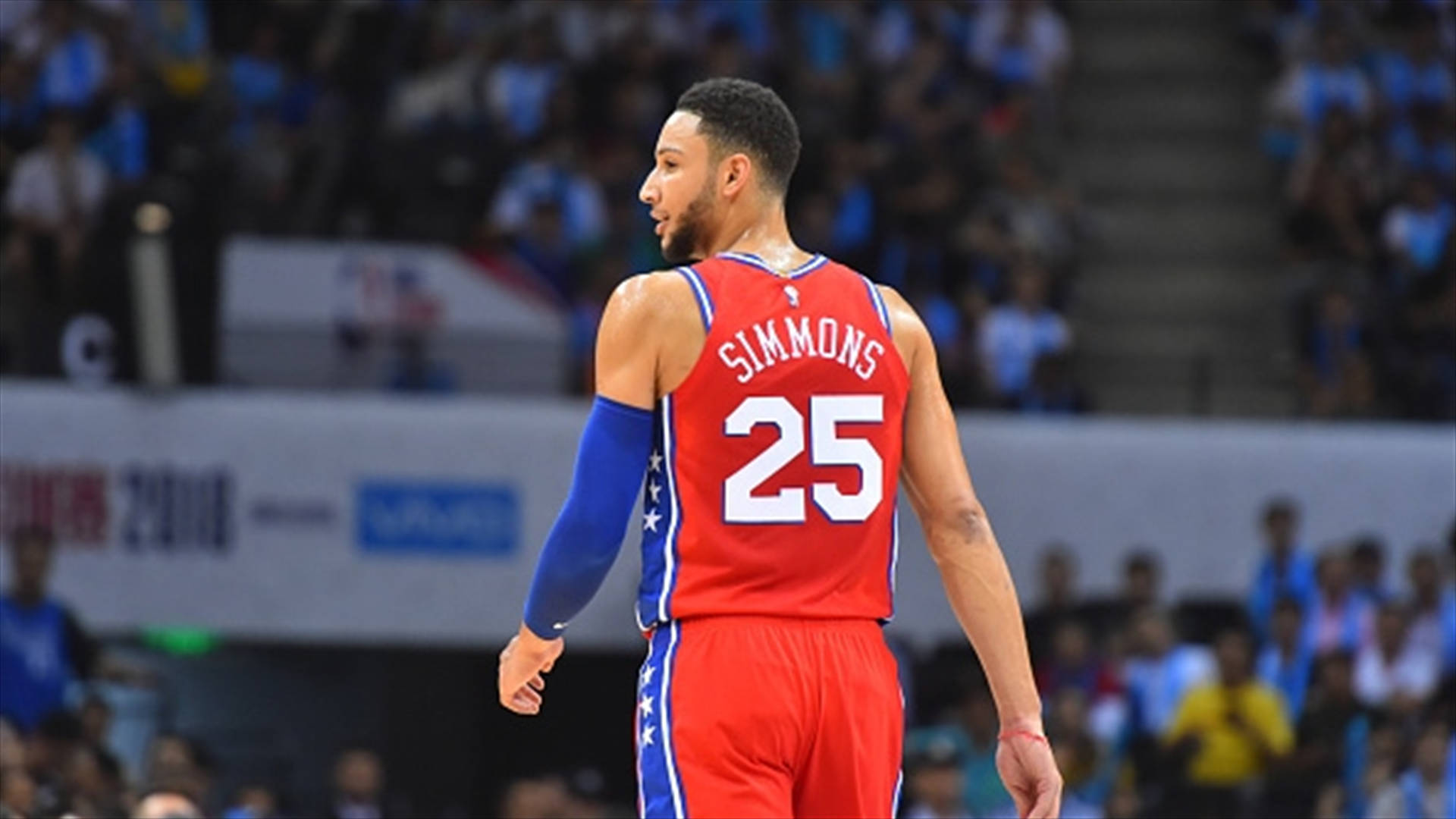 Ben Simmons, red jersey, blue jersey, Full HD Desktop Wallpaper