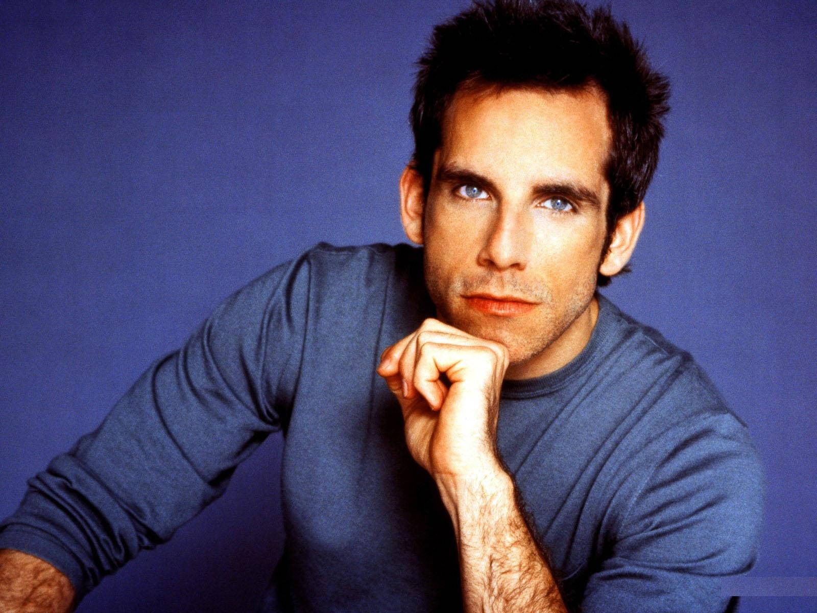 Ben Stiller, blue studio background, striking blue eyes, HD Desktop Wallpaper