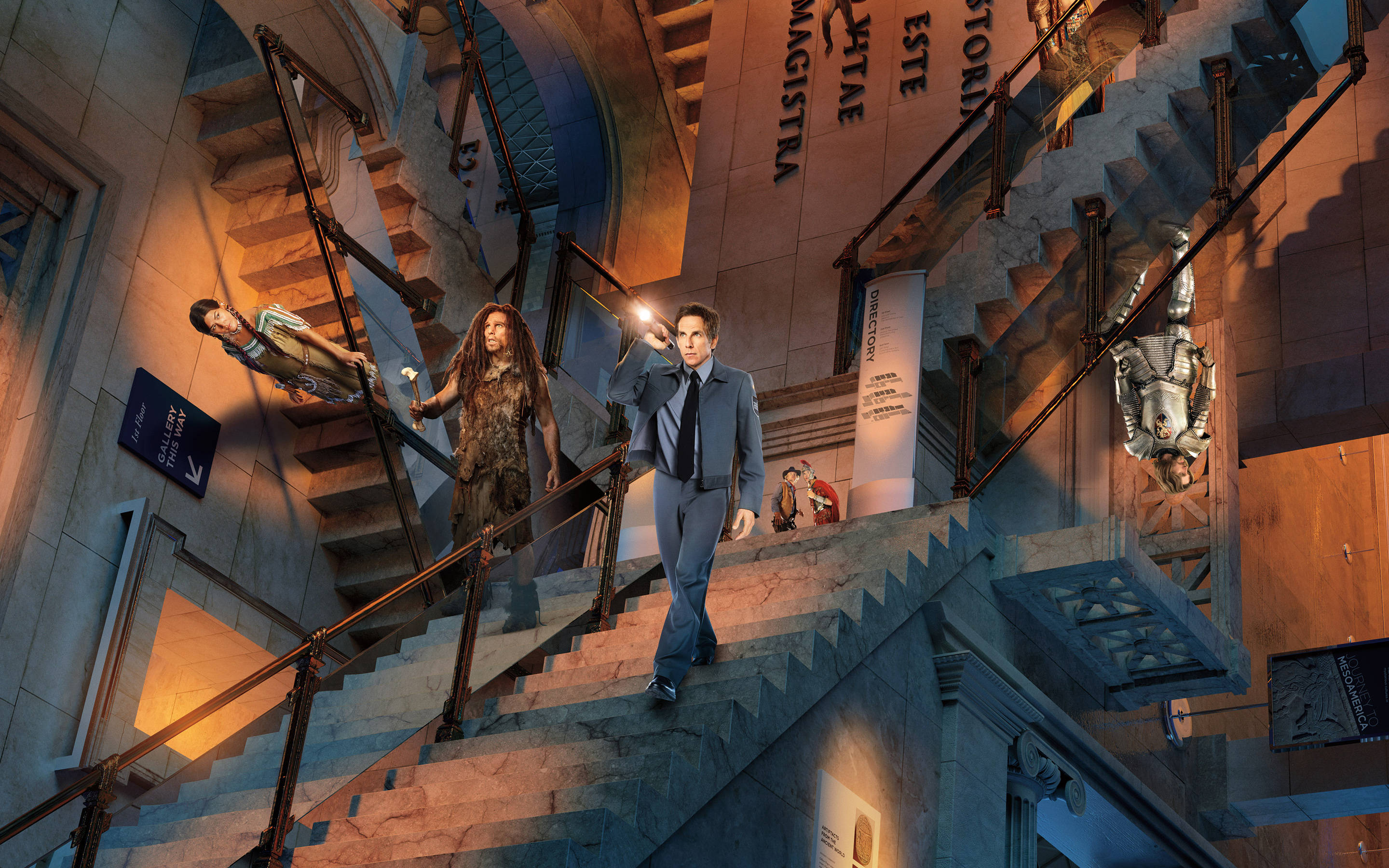 Ben Stiller, maze of stairs, wax figures, 2K Desktop Wallpaper