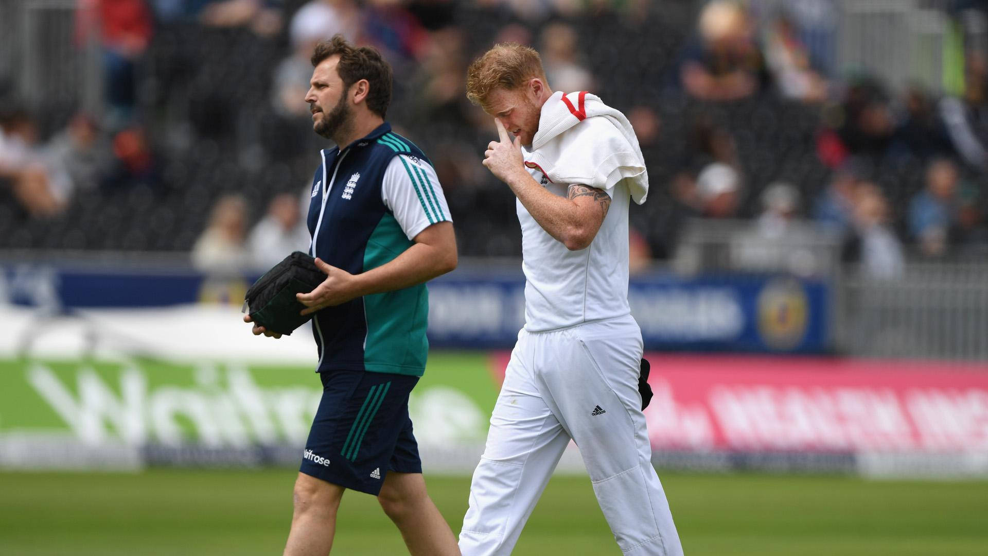 Ben Stokes, all white uniform, green field, Full HD Desktop Wallpaper
